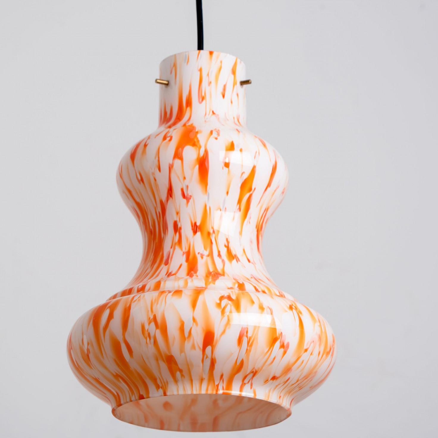 Italian Orange Murano Glass Pendant Light by Massimo Vignelli for Venini, 1960 For Sale
