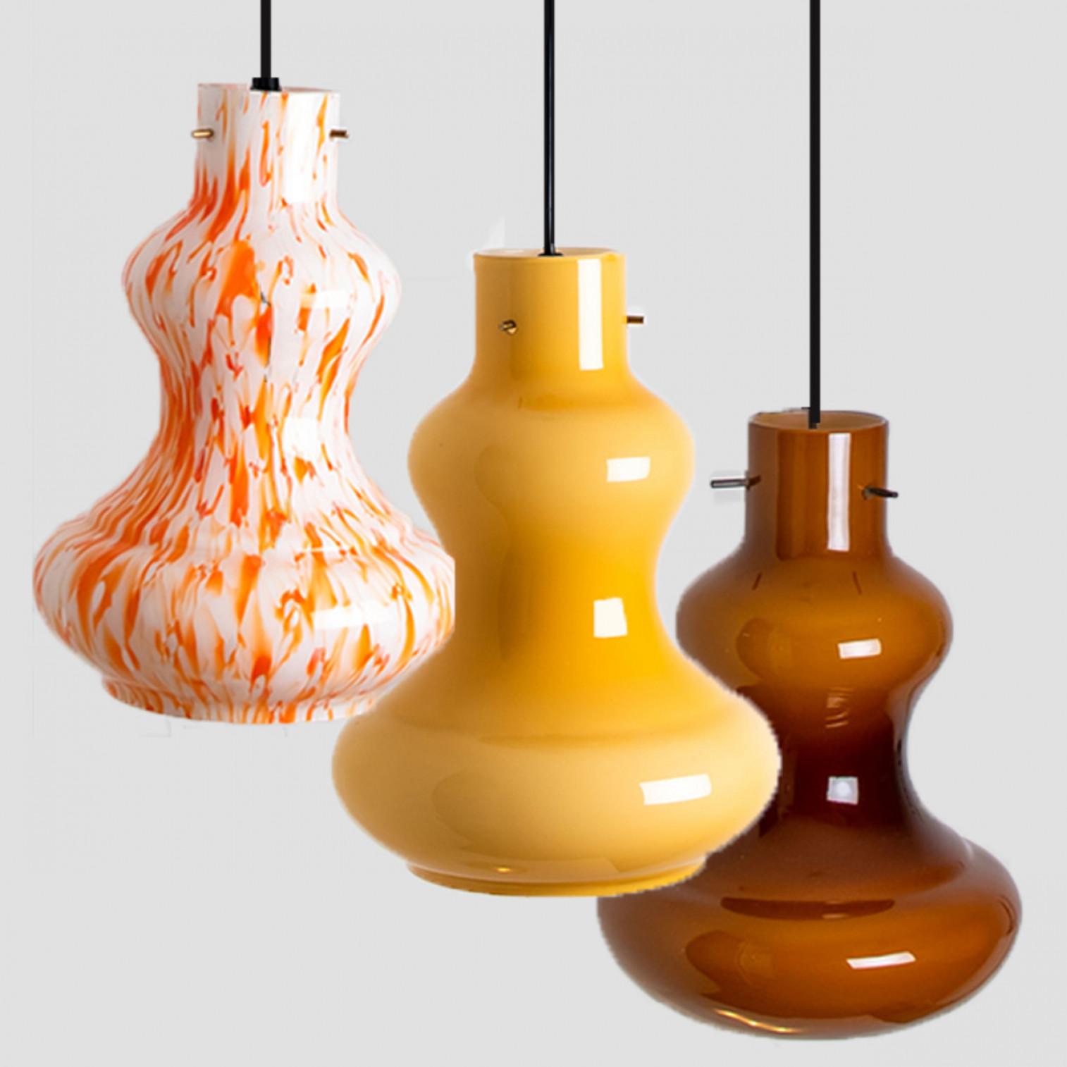 Lampe à suspension en verre de Murano orange de Massimo Vignelli pour Venini, 1960 Bon état - En vente à Rijssen, NL