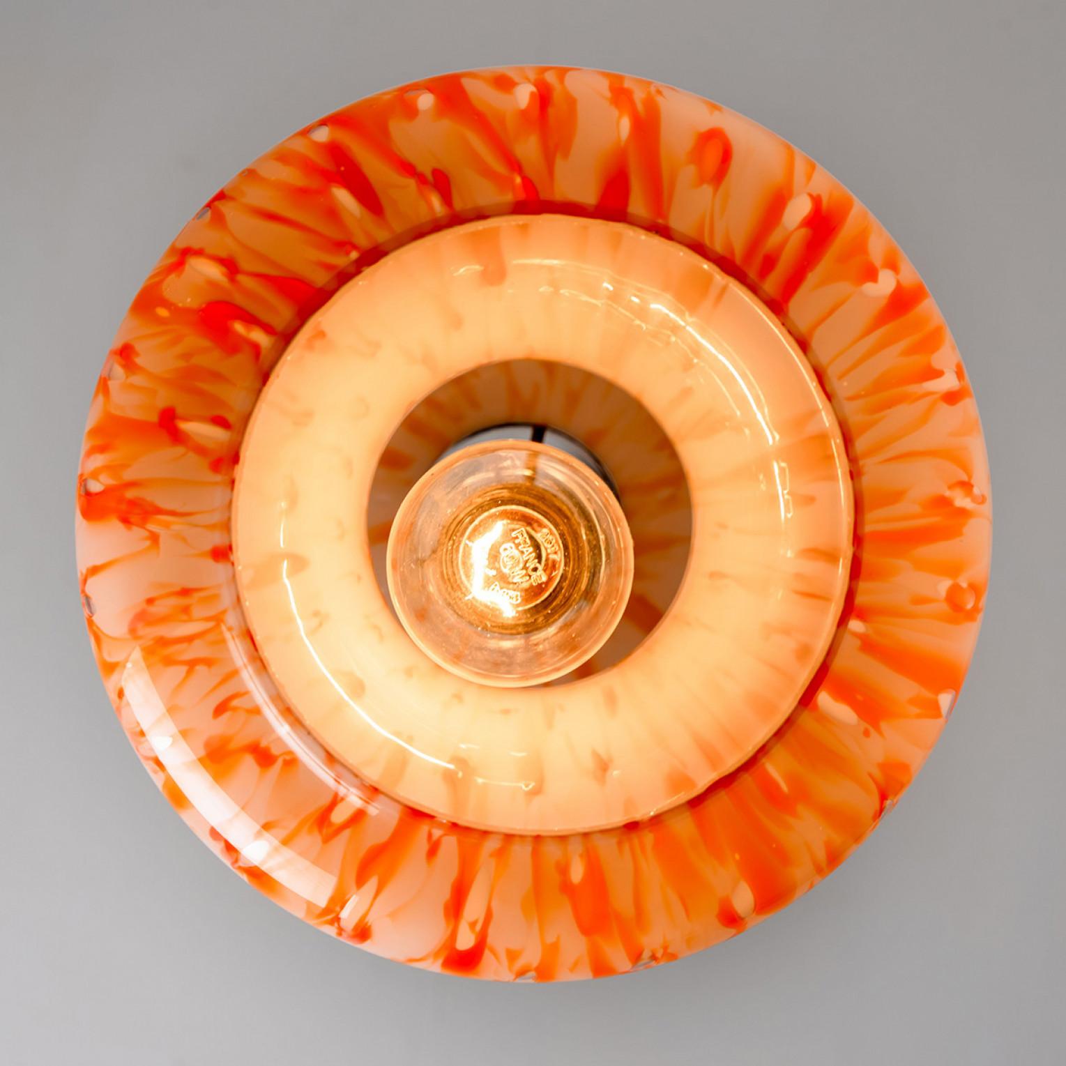 Orange Murano Glass Pendant Light by Massimo Vignelli for Venini, 1960 For Sale 1