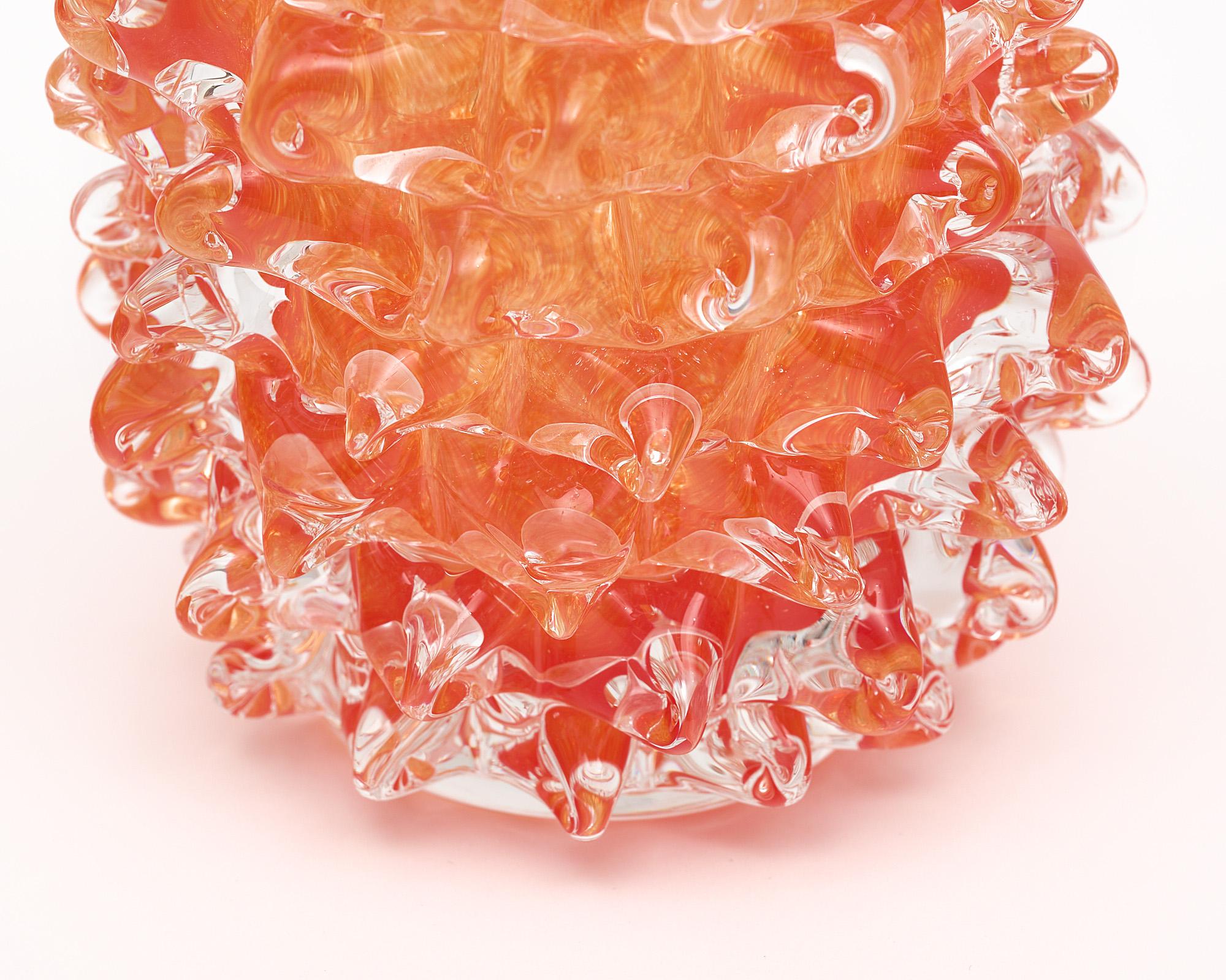 Orange Murano Glass Rostrate Vase For Sale 1