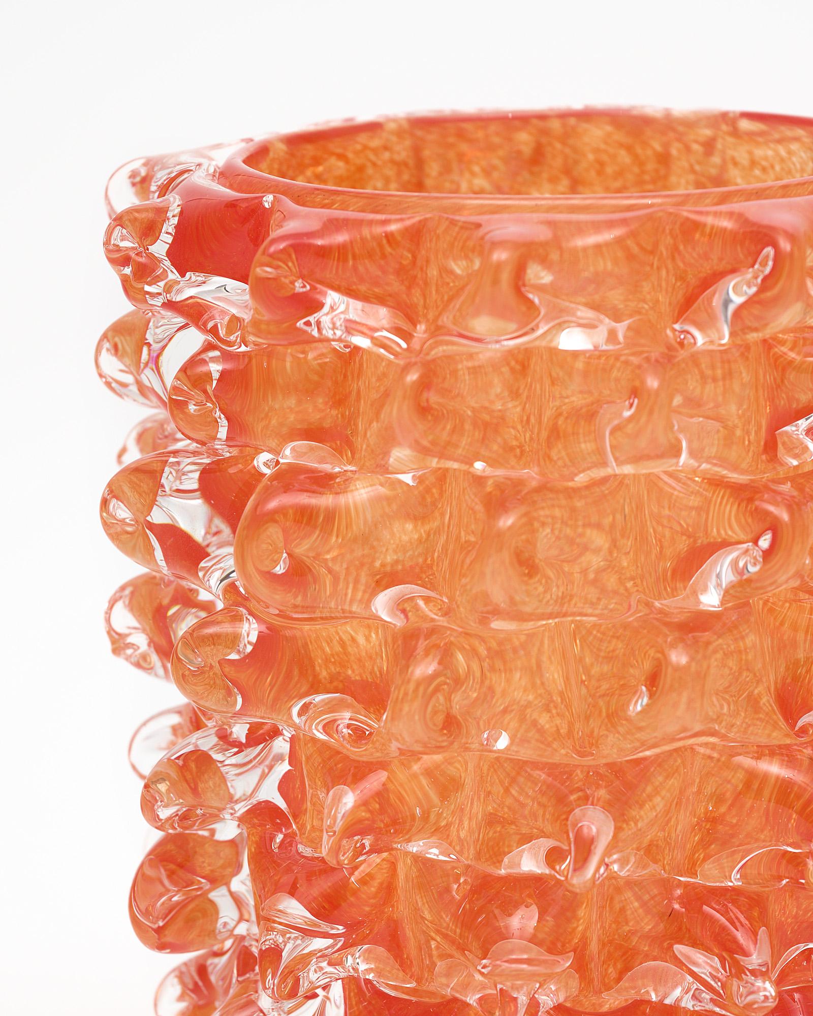 Orange Murano Glass Rostrate Vase For Sale 2