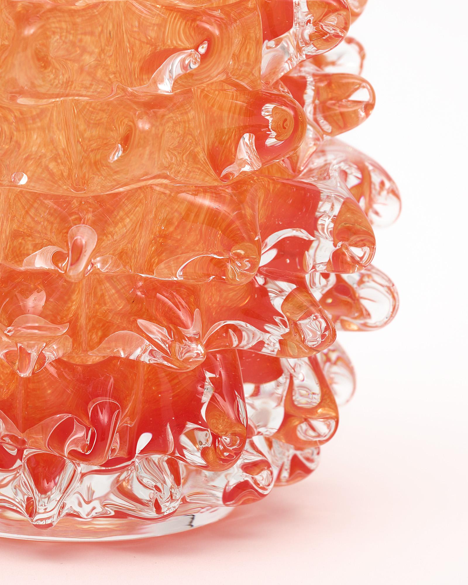 Orange Murano Glass Rostrate Vase For Sale 3