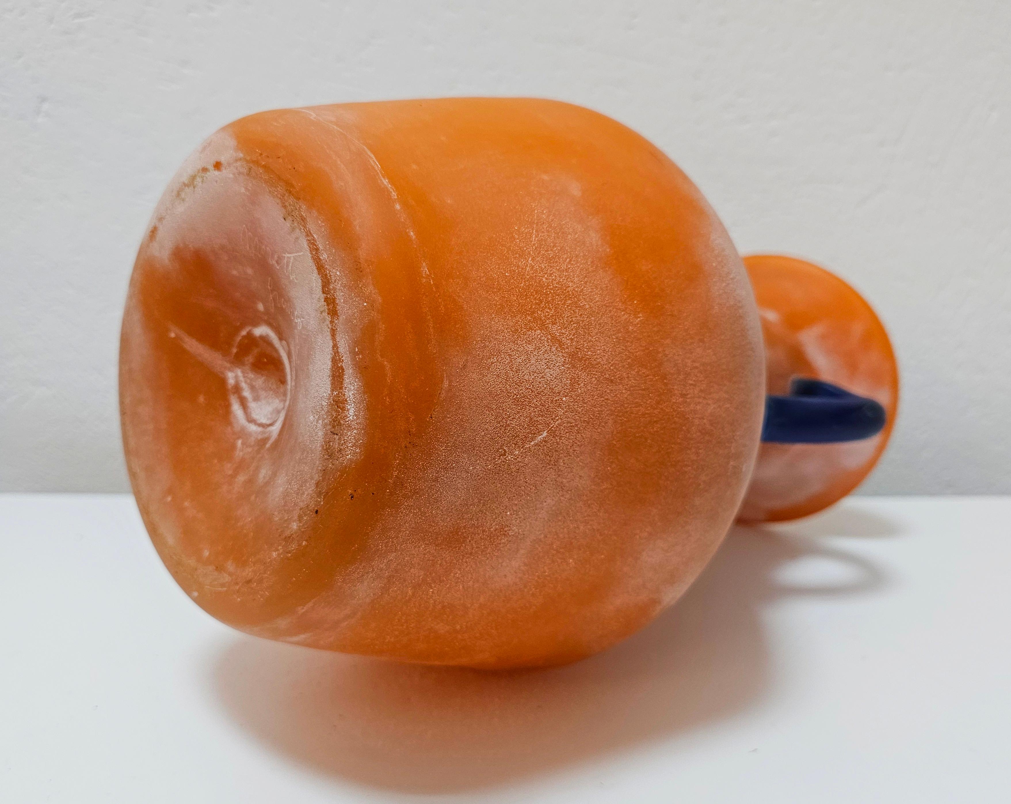 Orange Murano Glass Scavo Vase By Carlo Moretti, Signed by author, Italy 1970s For Sale 1