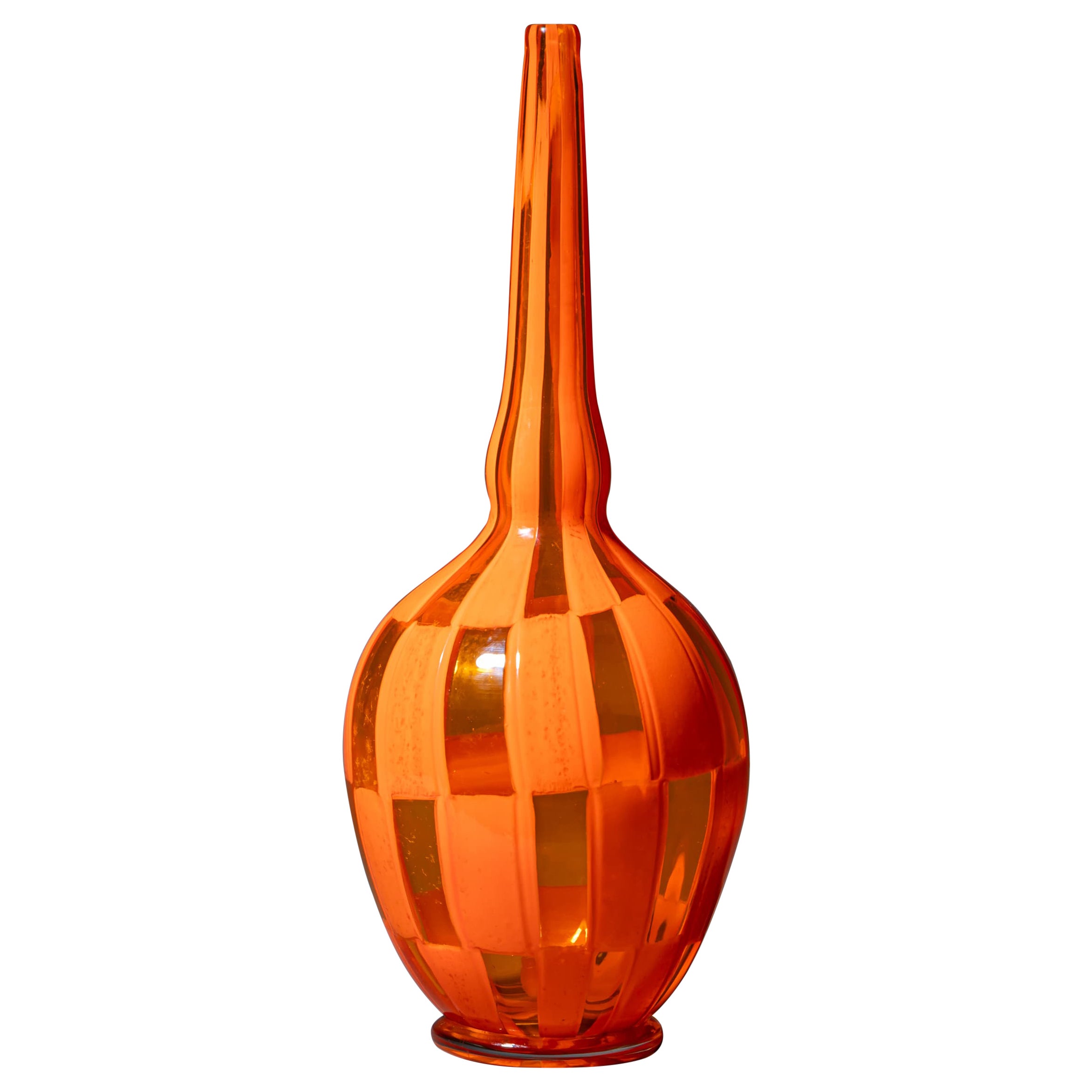 Vase en verre de Murano orange de Barovier & Toso, édition 1/1, daté de 1981