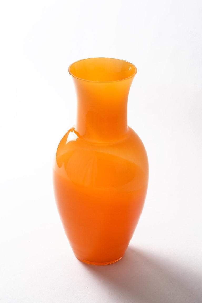 Orange Murano Glass Vase by Carlo Moretti, Italy For Sale at 1stDibs