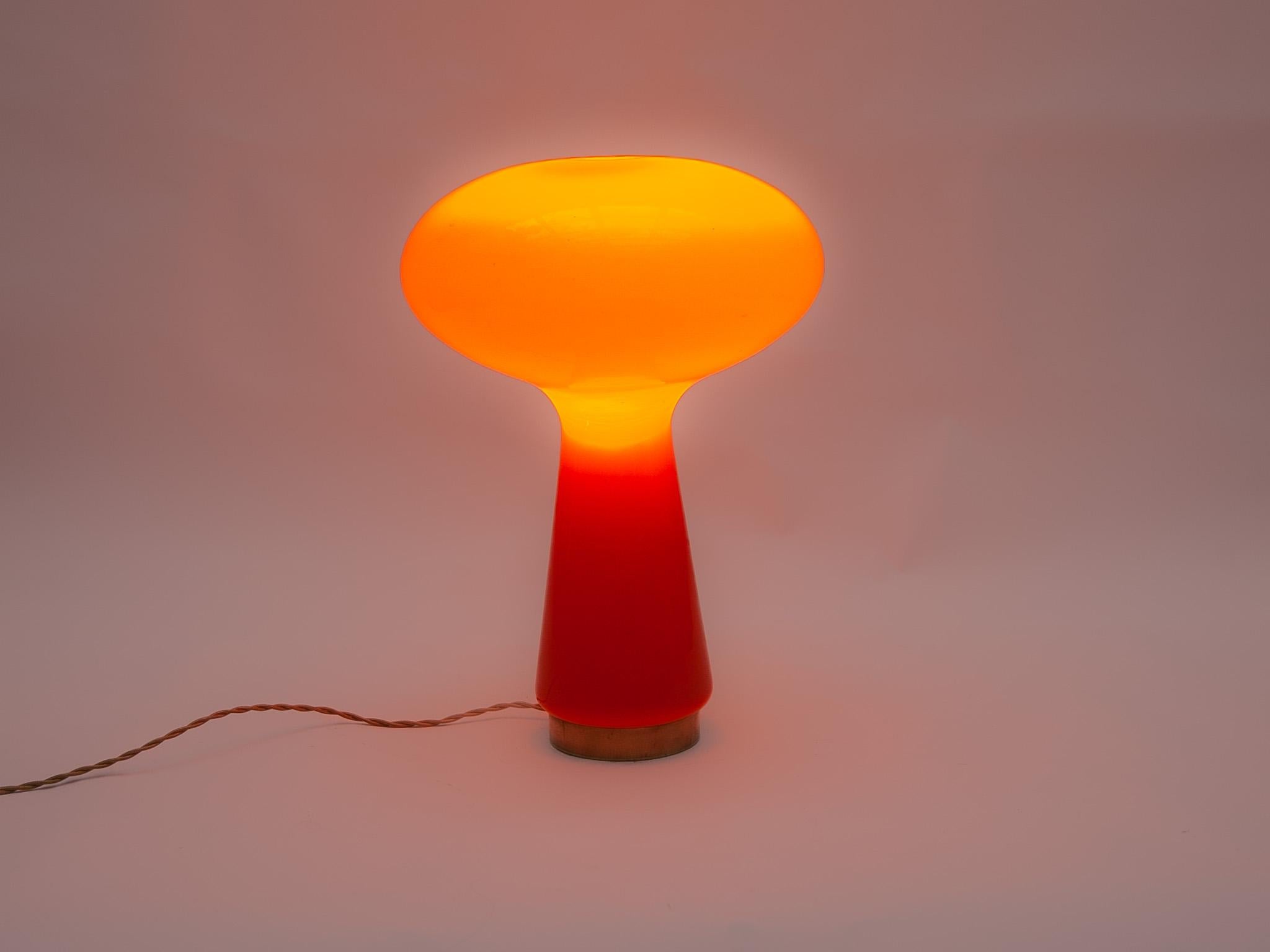 Mid-20th Century Orange Mushroom Murano Glass Table Lamp by Carlo Nason for Mazzega, 1966