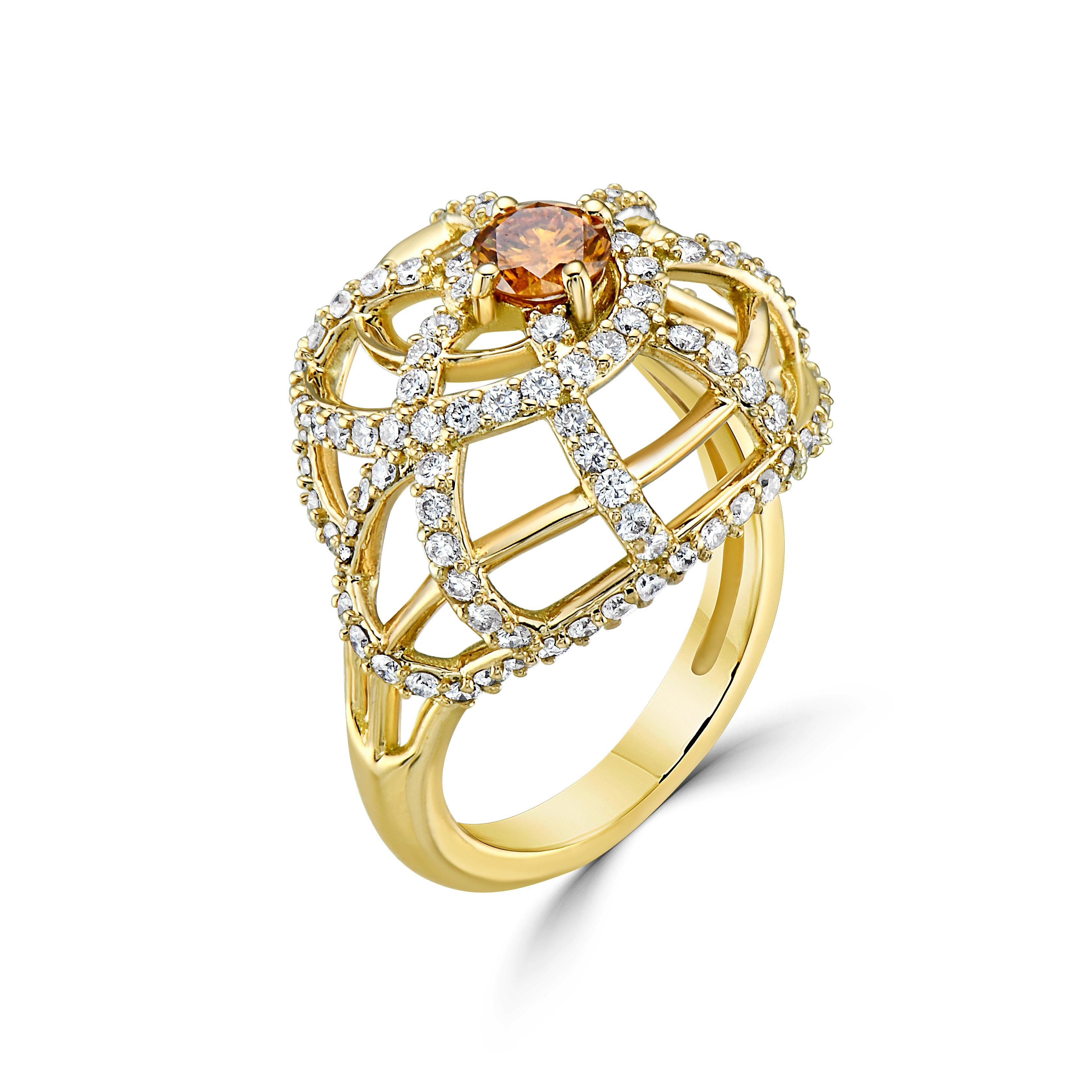 Handcrafted natural orange color diamond nautical shell ring. Designed in solid 18k gold with 1.1ct diamond pave' and 0.37ct orange fancy color, brilliant cut diamonds. 17.24 x 18.8mm

The golden ratio is a sequence that can be found across all of