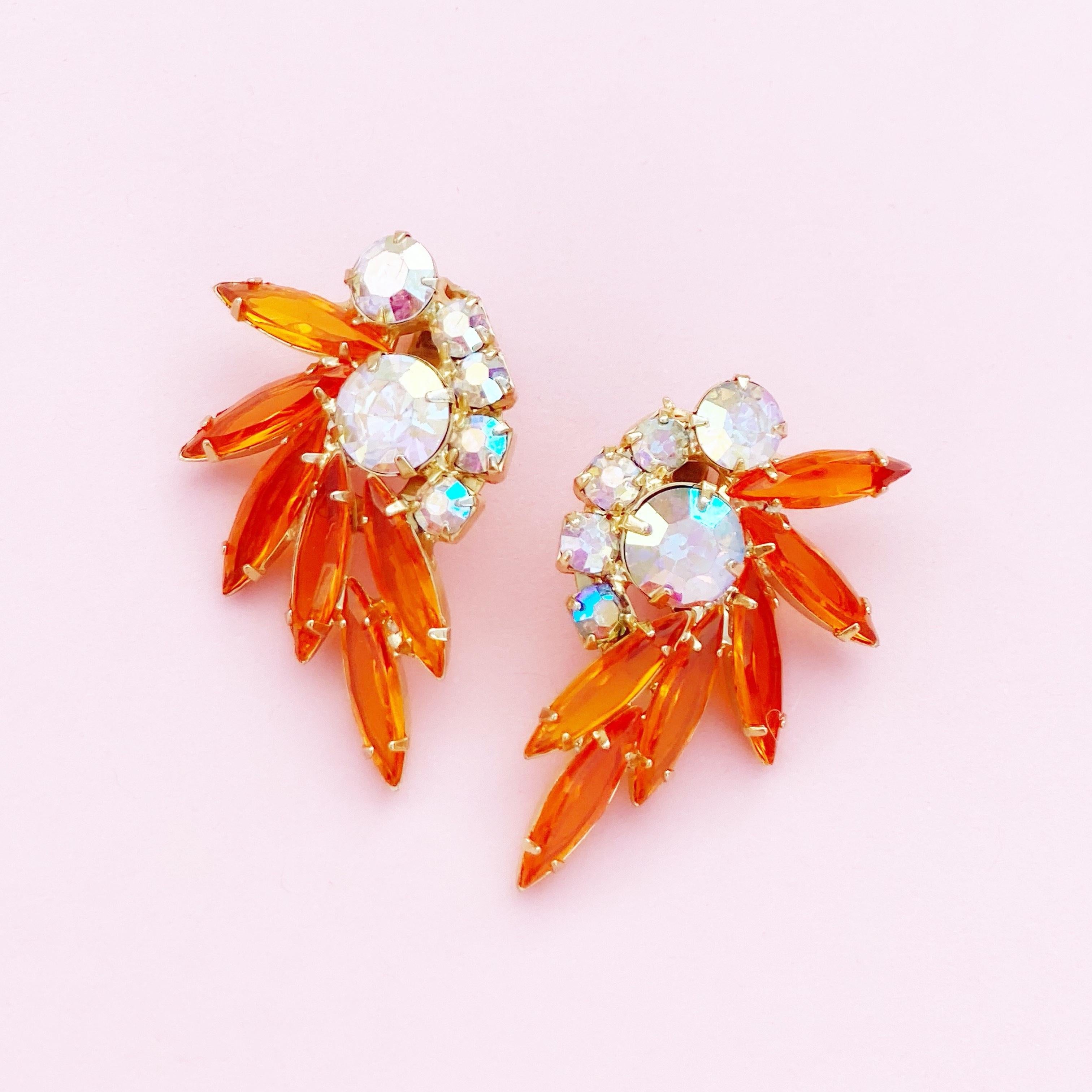 orange rhinestone earrings