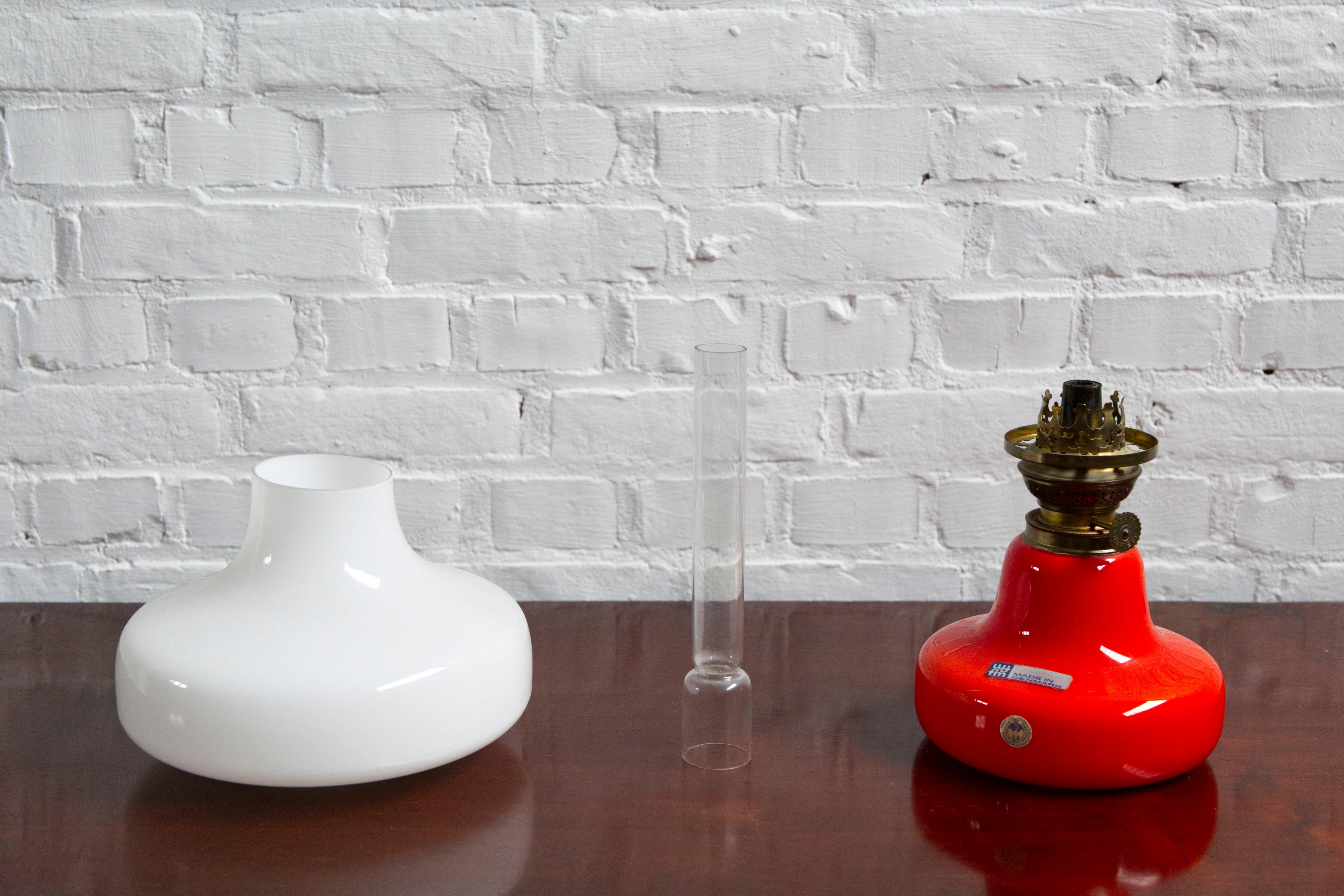 Orange 'Oline' Oil Table Lamp from Fog & Mørup, Denmark, 1960s For Sale 1