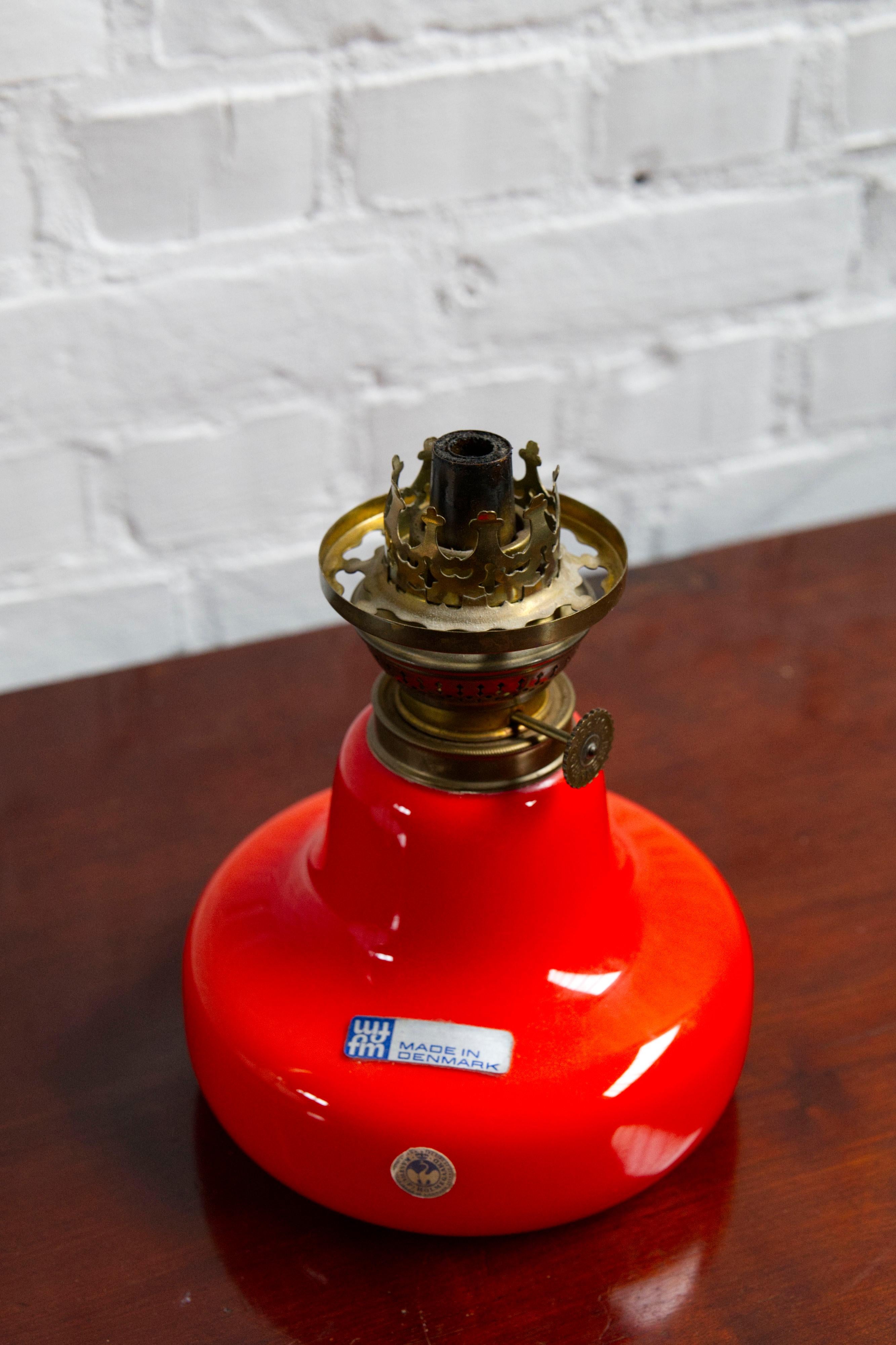 Orange 'Oline' Oil Table Lamp from Fog & Mørup, Denmark, 1960s For Sale 2
