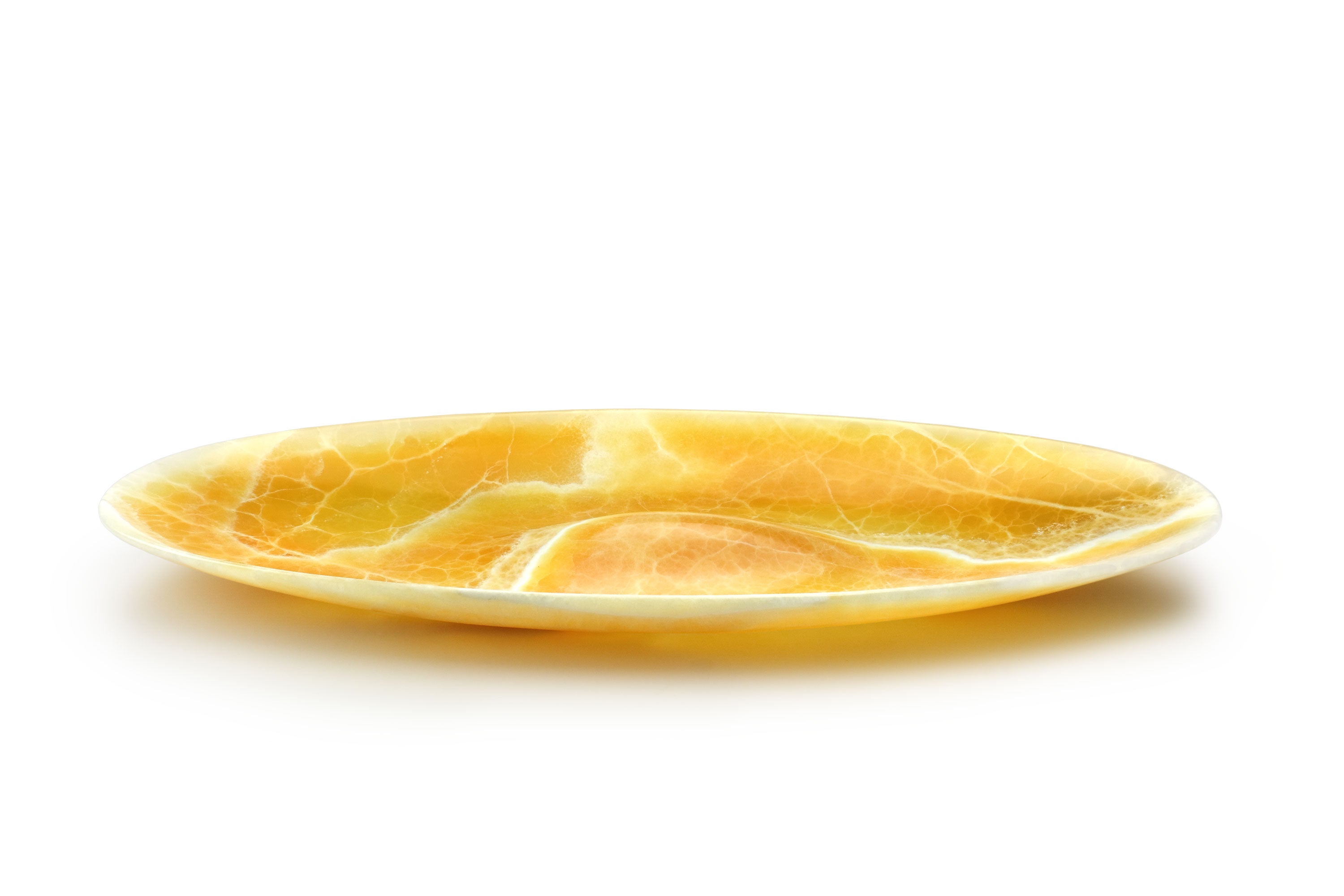 Orange Onyx Bowl Centerpiece Decorative Sculpture Hand-carved Solid Marble Italy