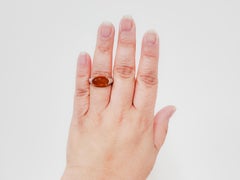 Orange Opal and Diamond Ring in 18k Two Tone Gold