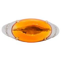 Orange Opal and Diamond Ring in 18k Two Tone Gold