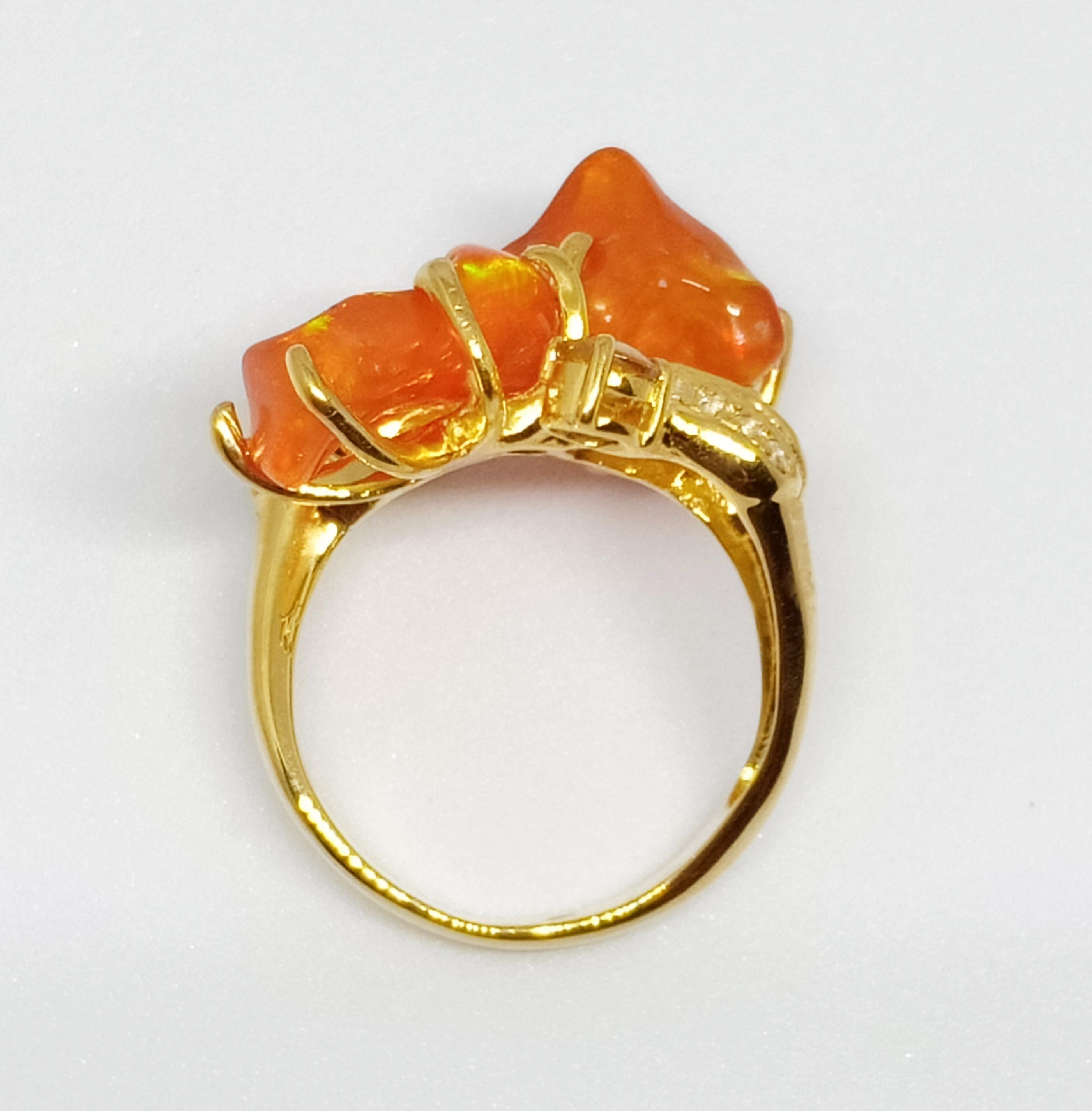 Orange Opal ring (Ethiopian) 18kgold plated over sterling silver 1