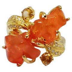 Orange Opal ring (Ethiopian) 18kgold plated over sterling silver
