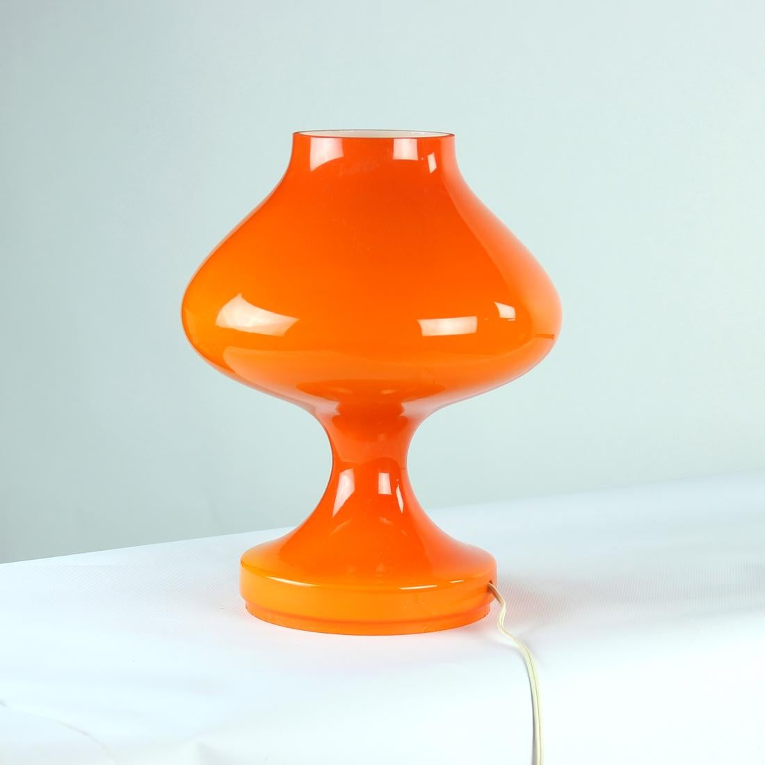 Orange Opaline Glass Table Lamp By Stefan Tabery For Opp Jihlava, Czechoslovakia 6
