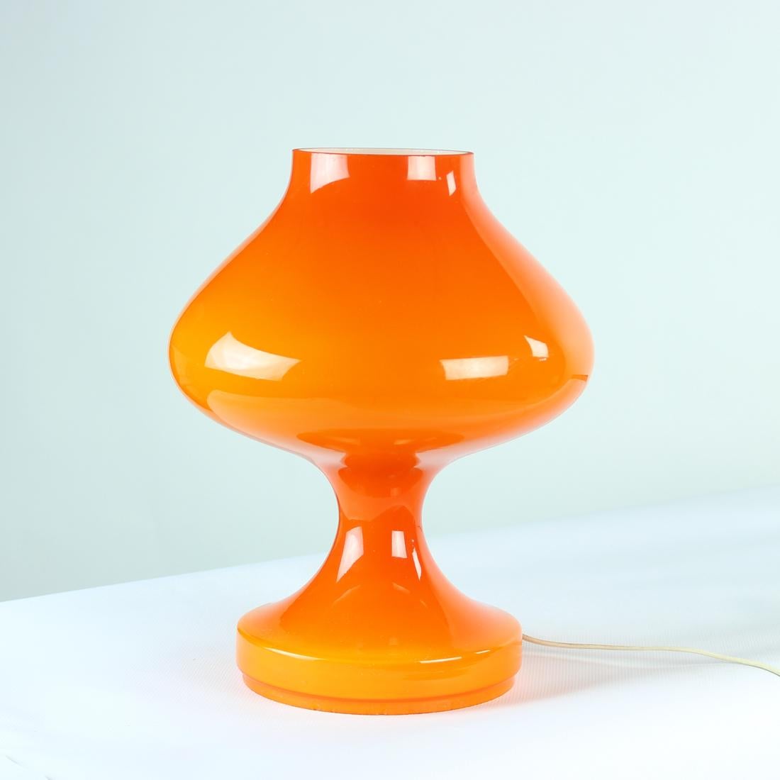 Orange Opaline Glass Table Lamp By Stefan Tabery For Opp Jihlava, Czechoslovakia In Excellent Condition In Zohor, SK