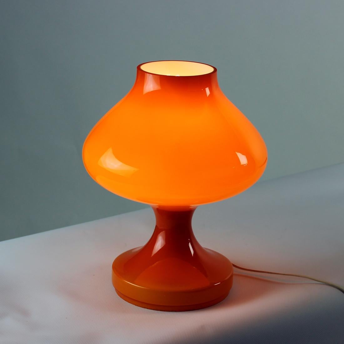 Orange Opaline Glass Table Lamp By Stefan Tabery For Opp Jihlava, Czechoslovakia 1