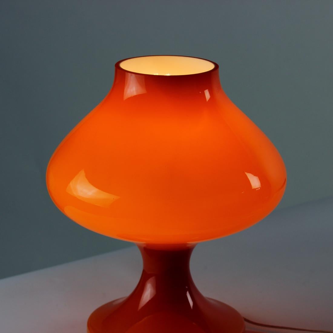 Orange Opaline Glass Table Lamp By Stefan Tabery For Opp Jihlava, Czechoslovakia 2