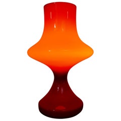 Lampe de table en verre opalin orange par Stephan Tabera pour Opp Jihlava:: années 1960