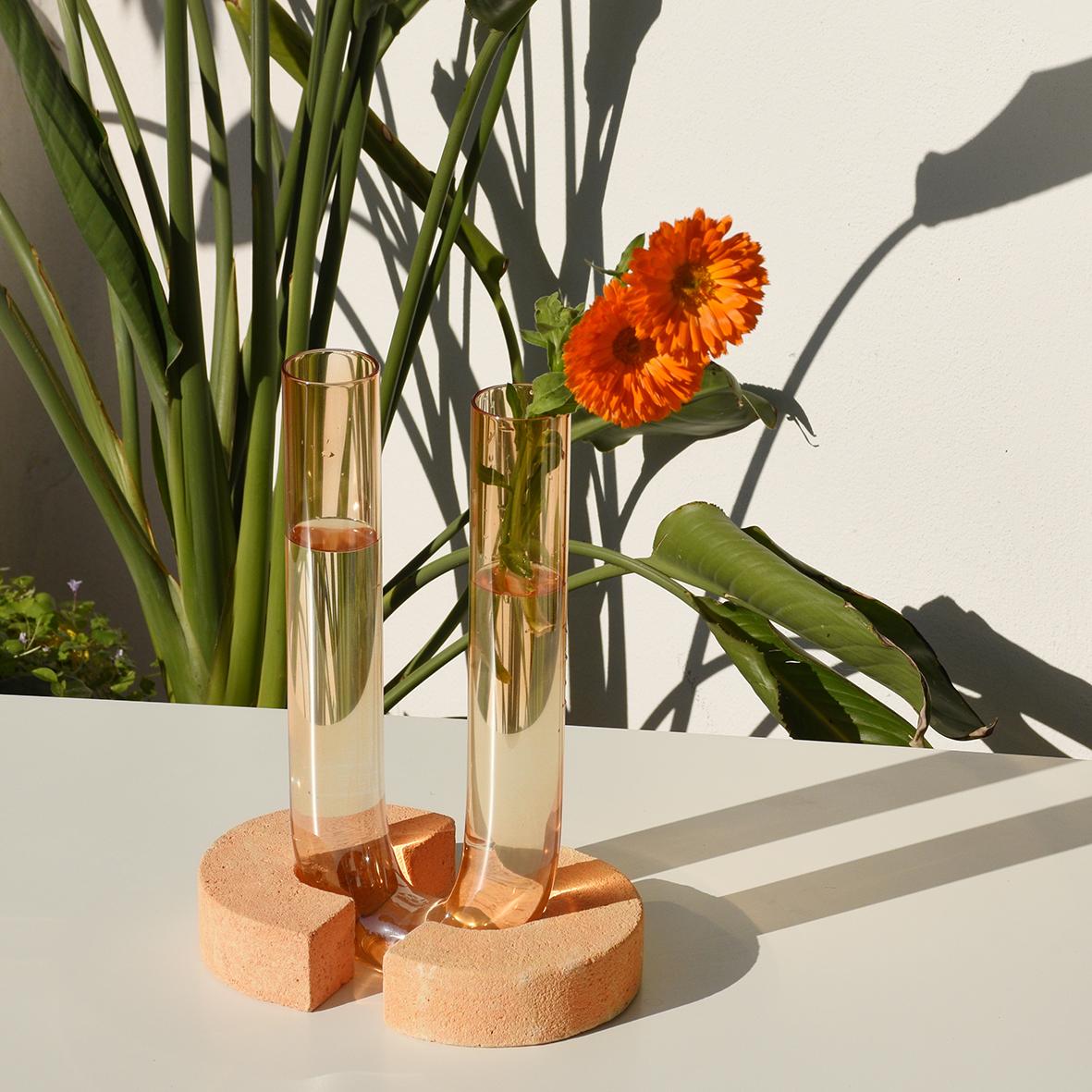 Post-Modern Orange-Orange Cochlea Del Risveglio Soils Edition Vase by Coki Barbieri For Sale