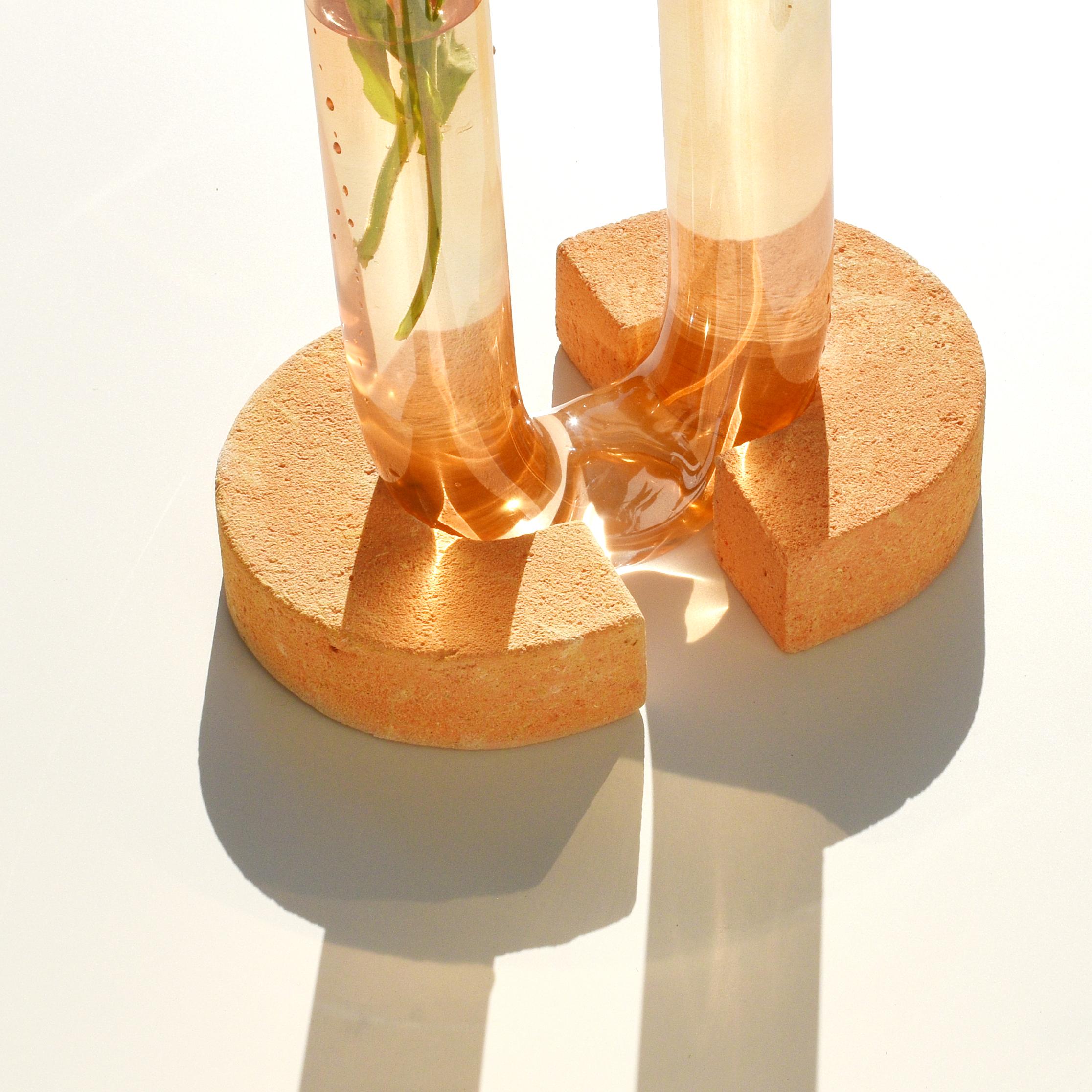 Hand-Crafted Orange-Orange Cochlea Del Risveglio Soils Edition Vase by Coki Barbieri For Sale