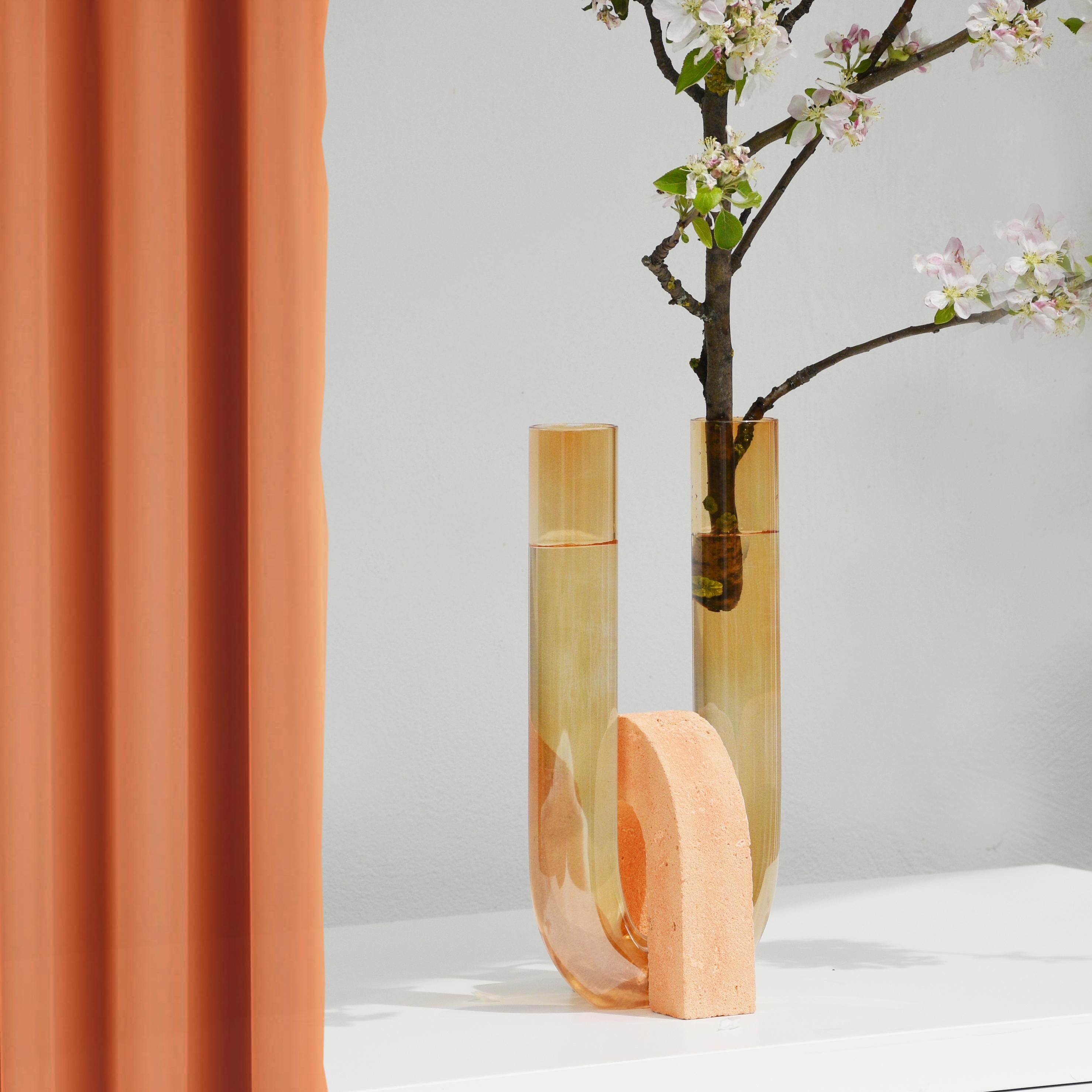 Post-Modern Orange-Orange Cochlea Della Liberazione Soils Edition Vase by Coki Barbieri For Sale