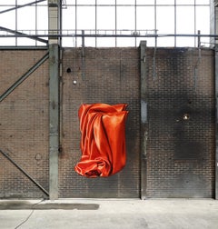 'Orange Orange', Eye-Catching Modern Tufted Tapestry, Art Wallhanging & Rug