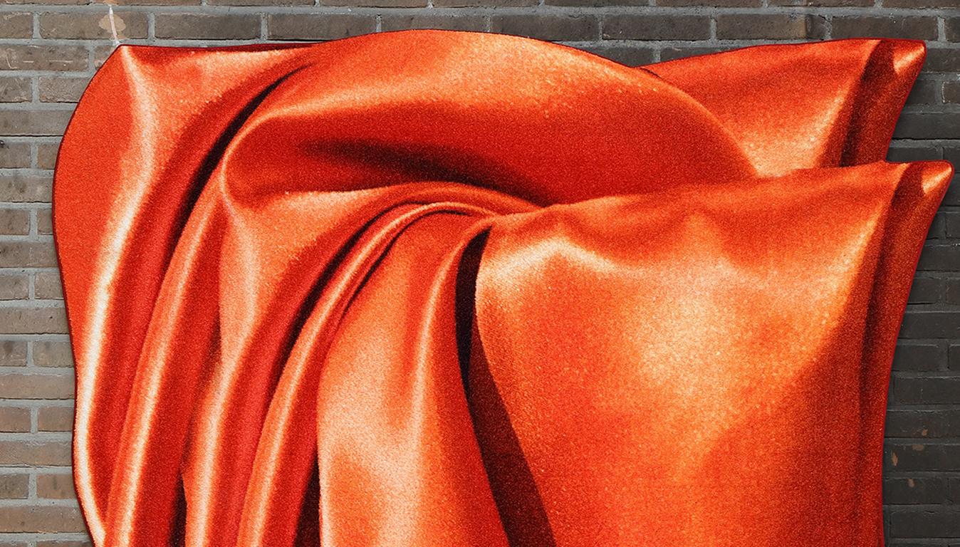 Contemporary 'Orange Orange', Eye-Catching Modern Tufted Tapestry, Art Wallhanging & Rug