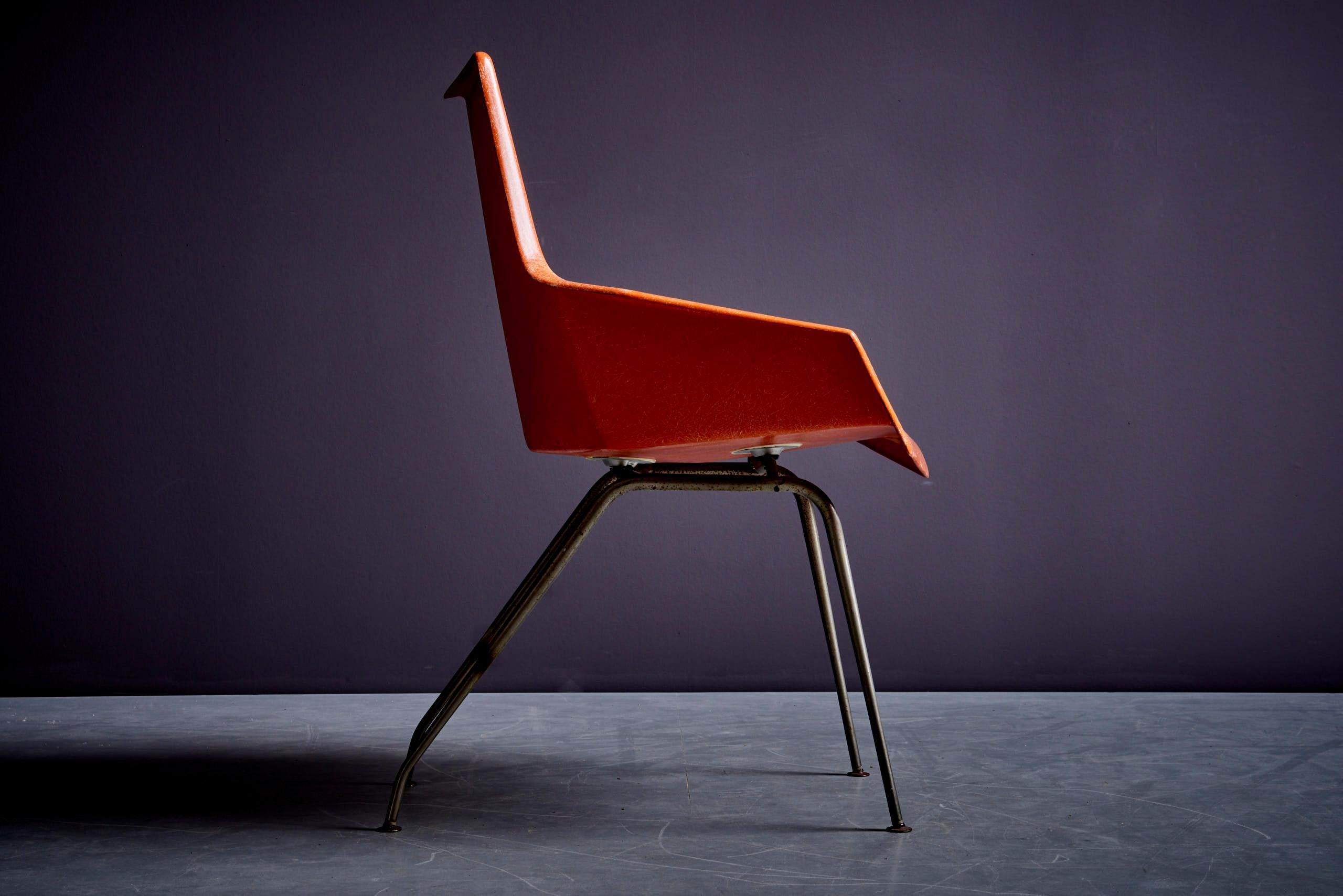 Silla origami naranja de Paul Mcobb Moderno de mediados de siglo