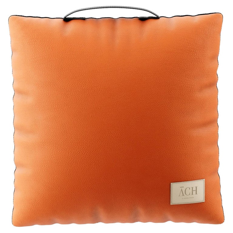 Orange Outdoor Throw Pillow, Modern Waterproof Square Cushion Decor