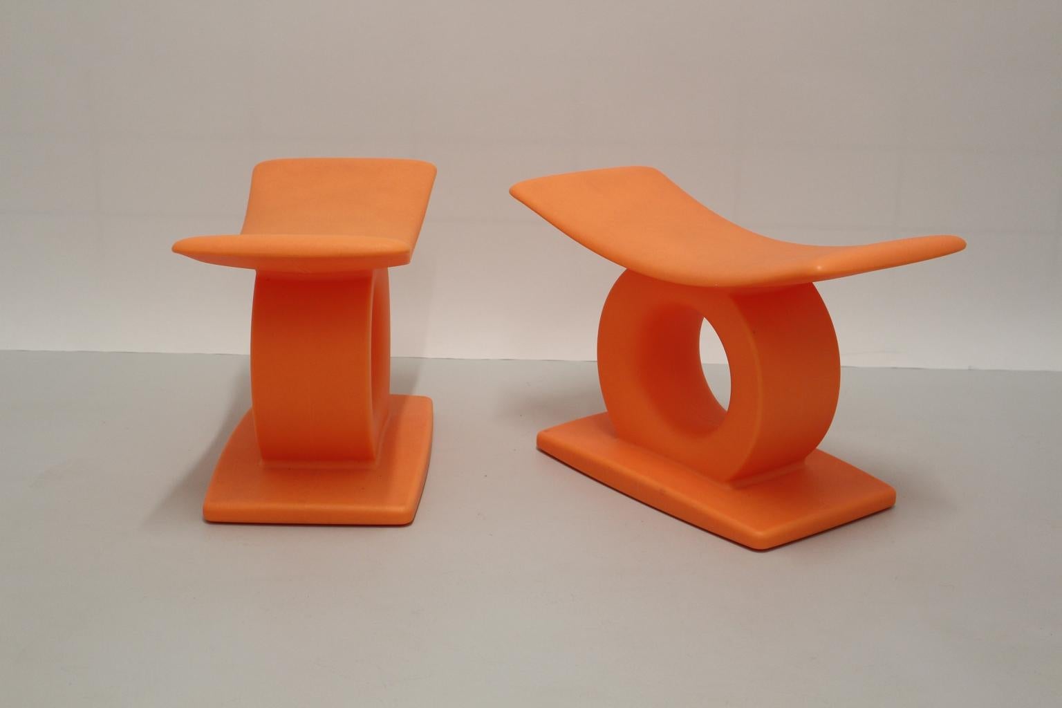 Modern Orange Matteo Thun Vintage Tam Tam Plastic Stools 2002 Italy For Sale