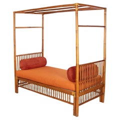 Orange Palm Beach Regency Single Bamboo Canopy Daybed