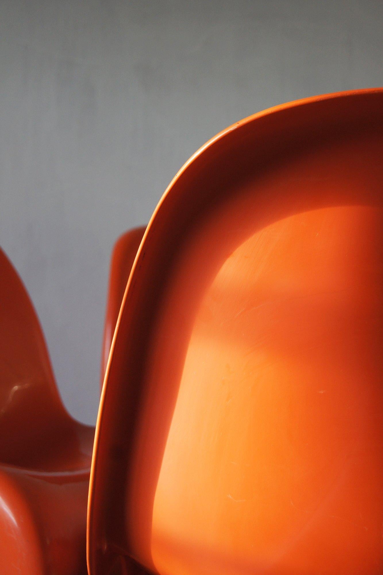 Fine XX secolo Sedie Panton arancioni di Verner Panton per Herman Miller/Fehlbaum, set di 4 sedie in vendita