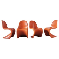 Orange Panton Chairs by Verner Panton for Herman Miller/ Fehlbaum Set of 4