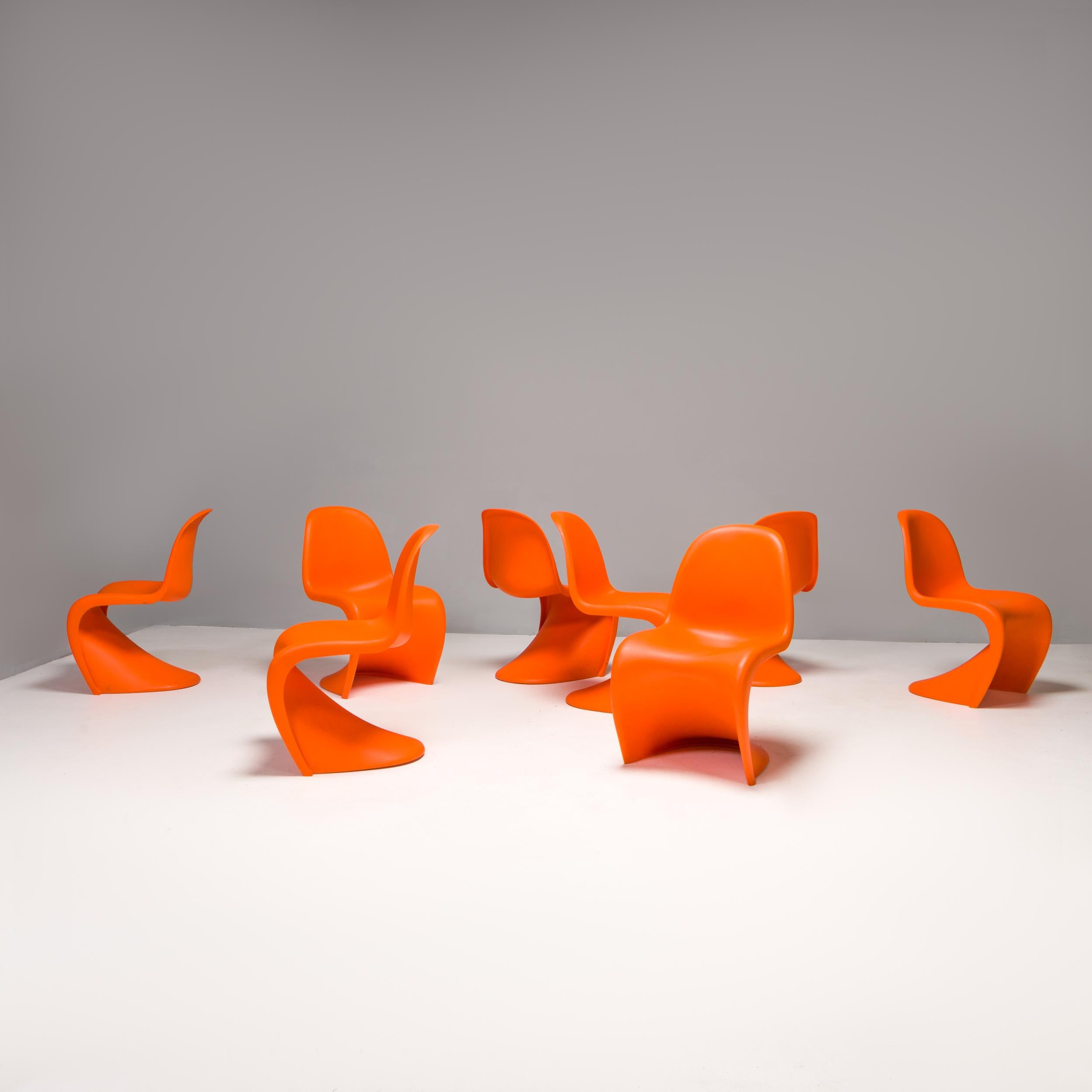 Swiss Orange Panton Chairs by Verner Panton for Vitra, Set of 8