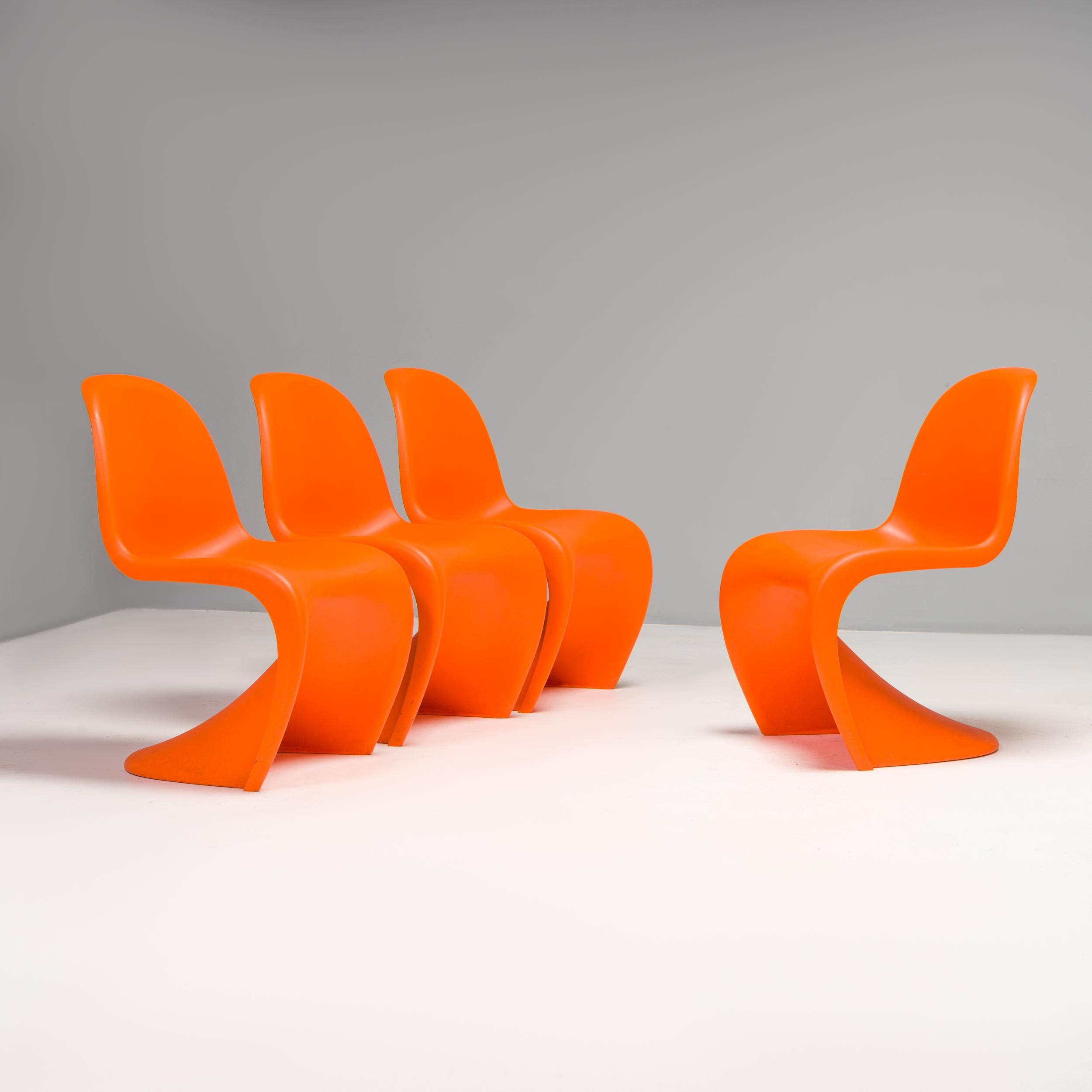 Orange Panton Chairs by Verner Panton for Vitra, Set of 8 In Good Condition In London, GB