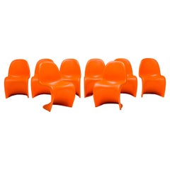 Orange Panton Chairs by Verner Panton for Vitra, Set of 8