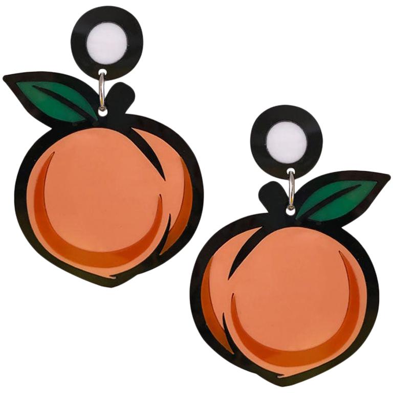 Orange peach earrings For Sale at 1stDibs
