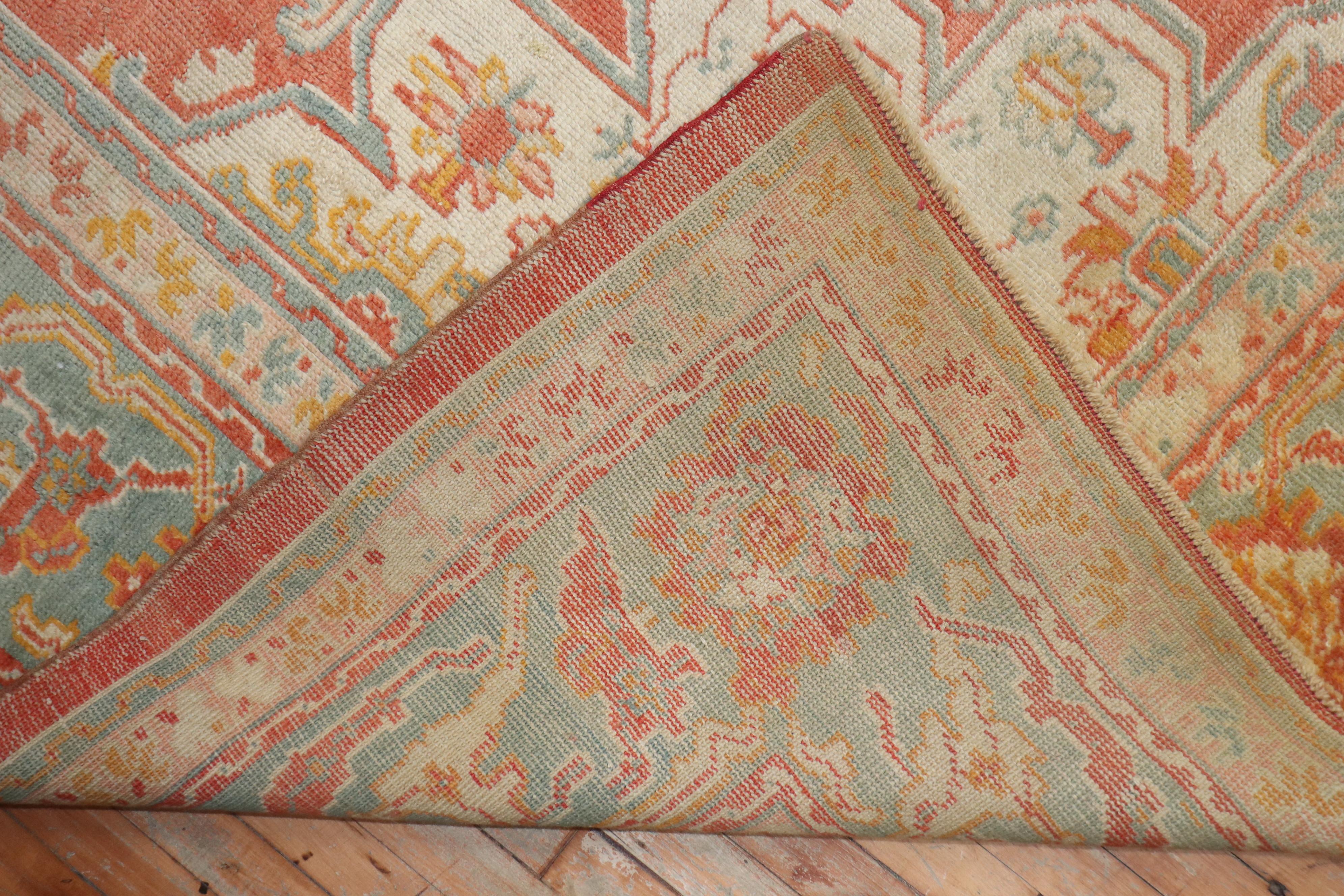 Orange Peel Antique Turkish Oushak Carpet, 20th Century In Good Condition For Sale In New York, NY