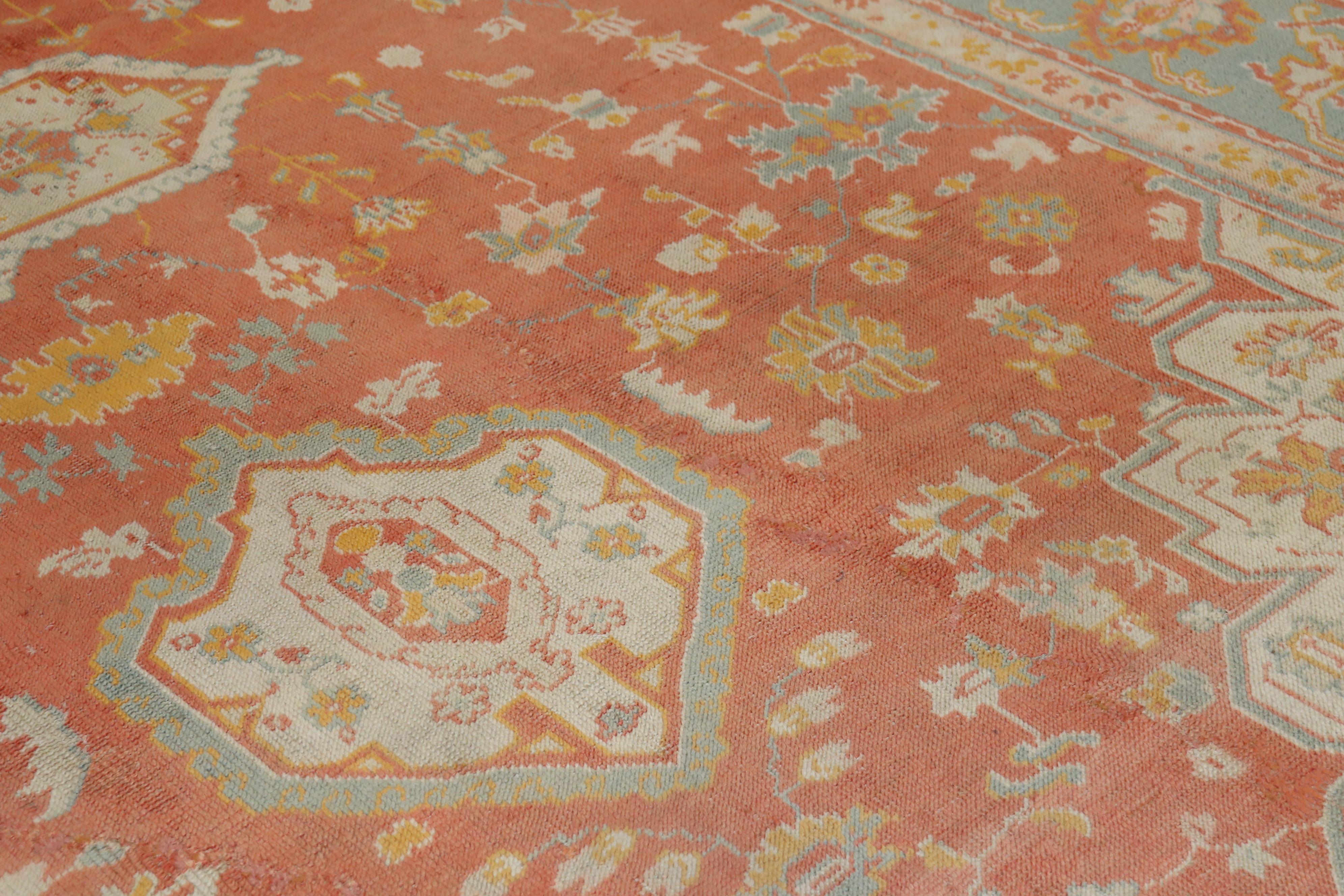 Orange Peel Antique Turkish Oushak Carpet, 20th Century For Sale 2