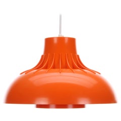 Orange Pendant, 1970s Danish Vintage Plastic Lamp