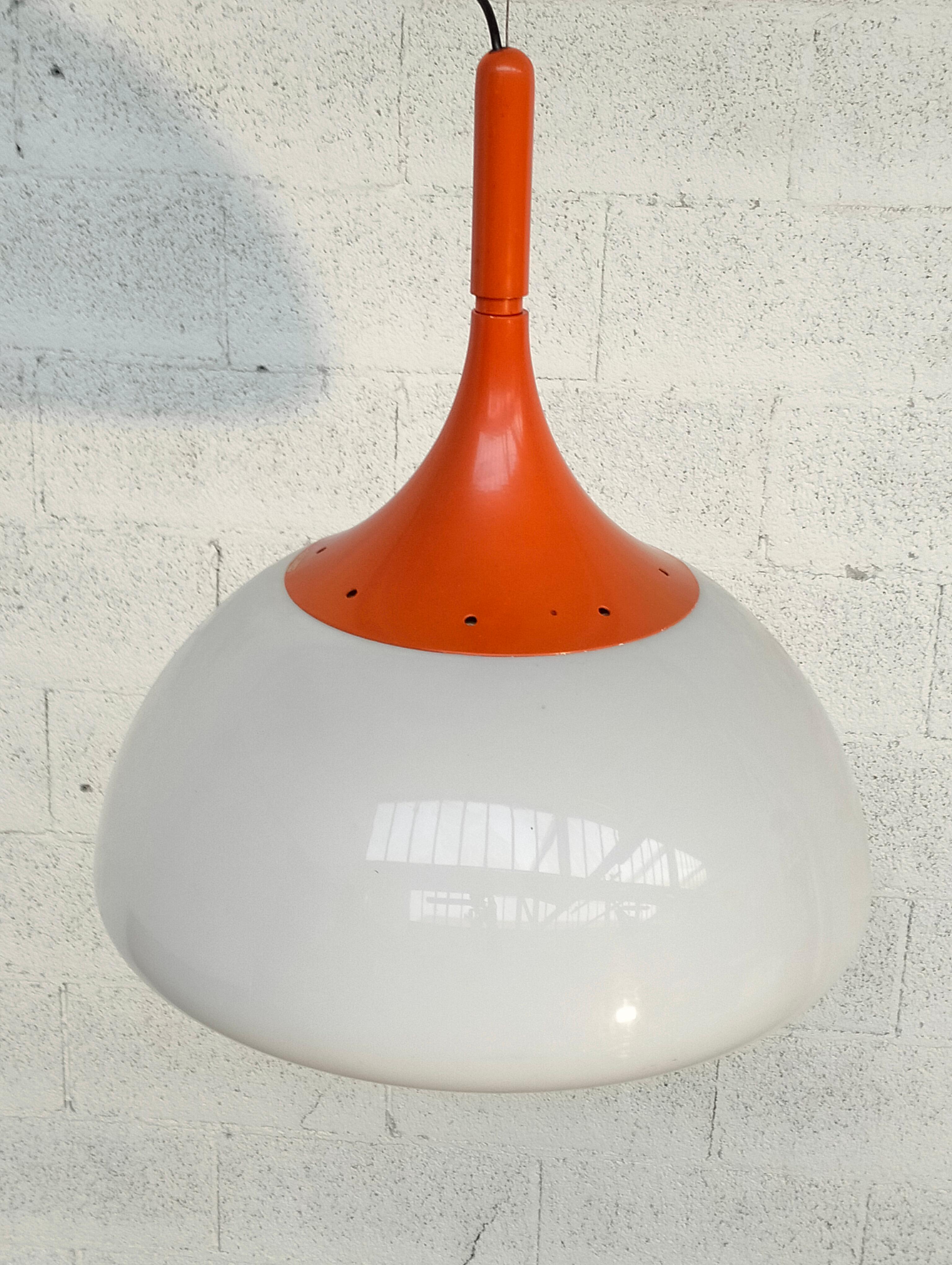 Late 20th Century Orange Pendant Lamp by Elio Martinelli for Martinelli Luce 70s For Sale