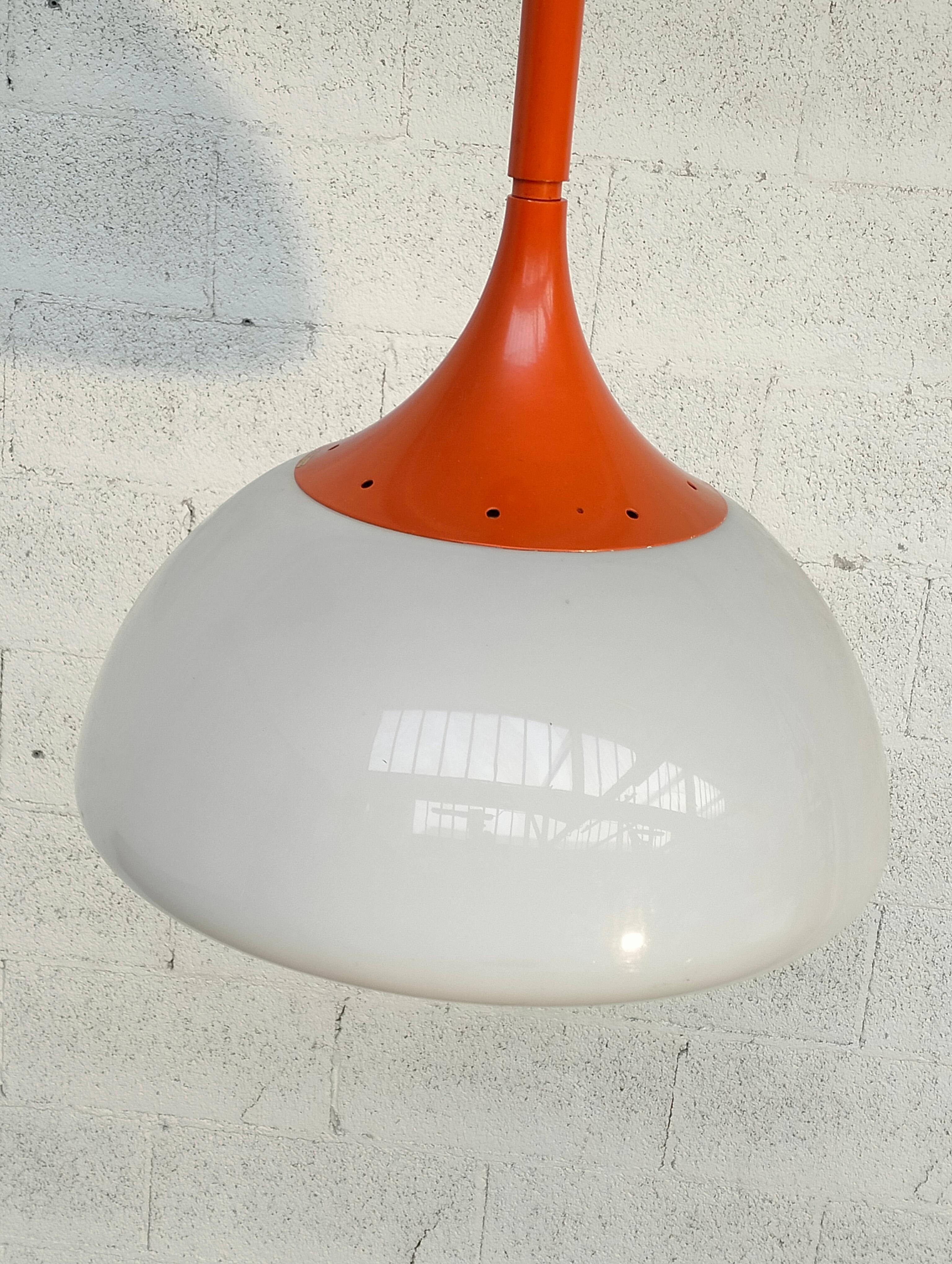 Orange Pendant Lamp by Elio Martinelli for Martinelli Luce 70s For Sale 1