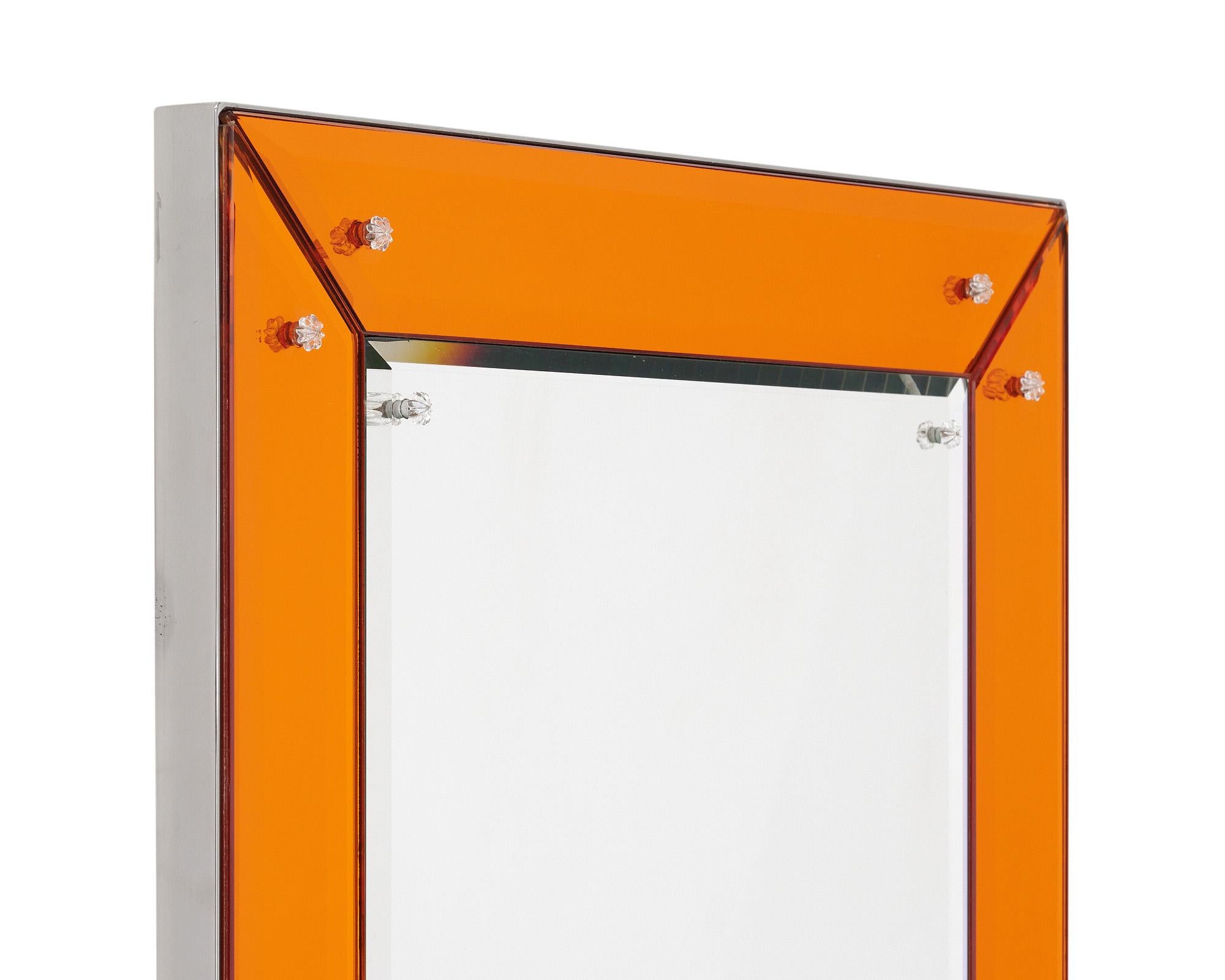 Moderno Specchio vintage modernista arancione di Philippe Starck in vendita