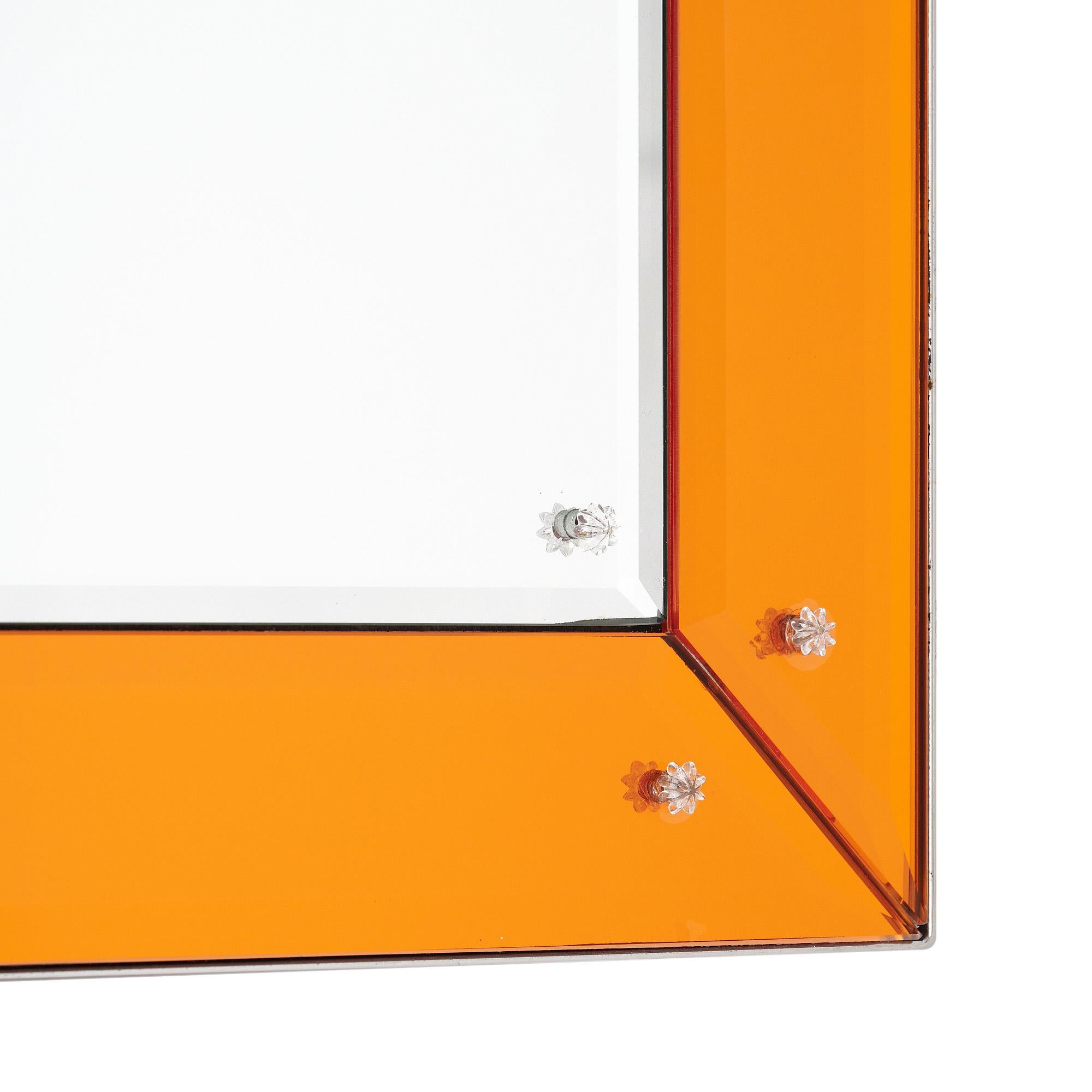 Specchio vintage modernista arancione di Philippe Starck In condizioni buone in vendita a Austin, TX