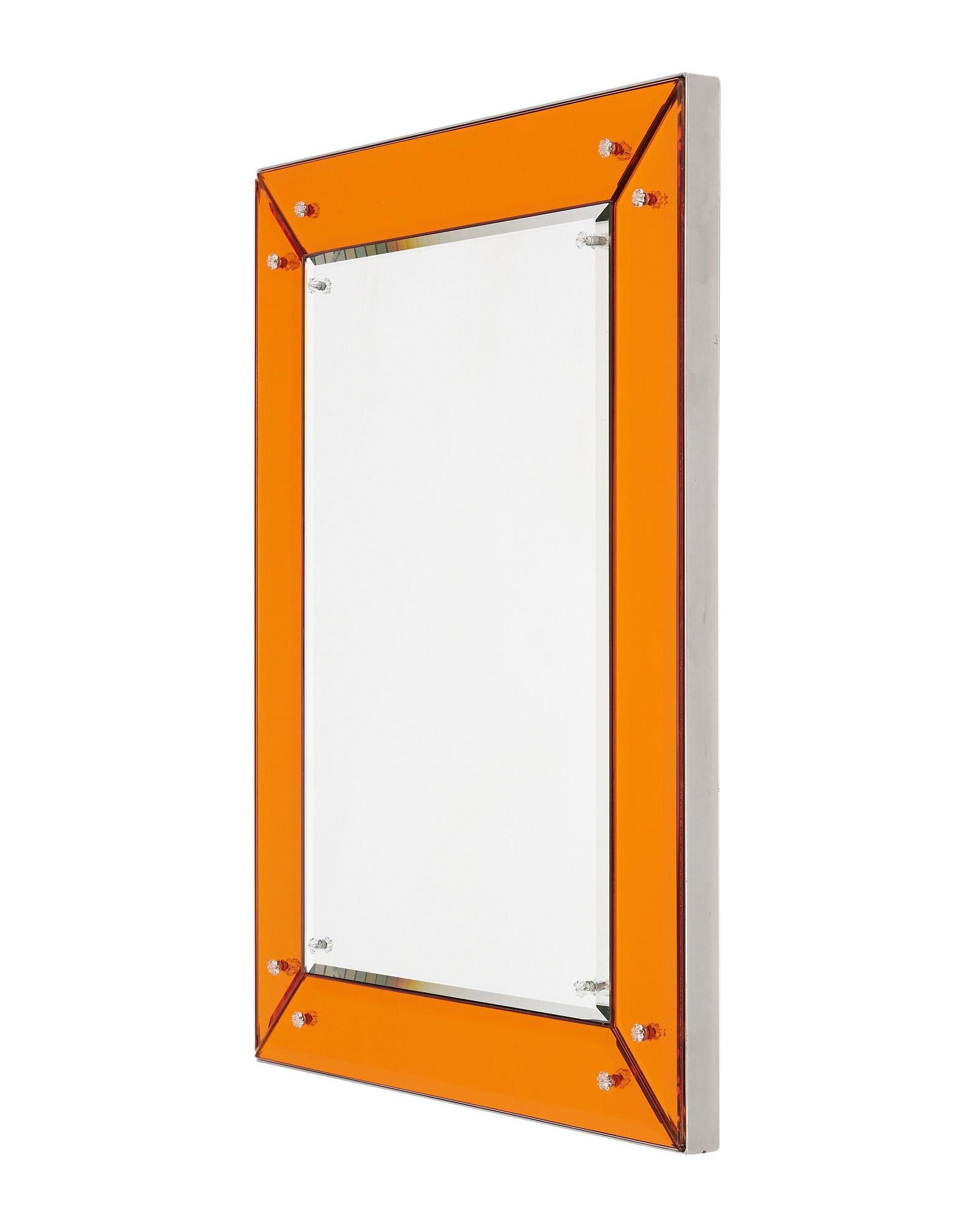 Metallo Specchio vintage modernista arancione di Philippe Starck in vendita