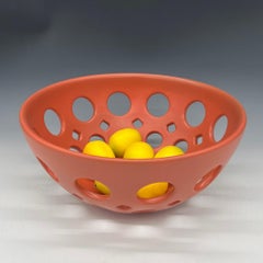 ORange Pierced Ceramic Tabletop Bowl, in Stock