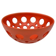 ORange Pierced Ceramic Tabletop Bowl, in Stock