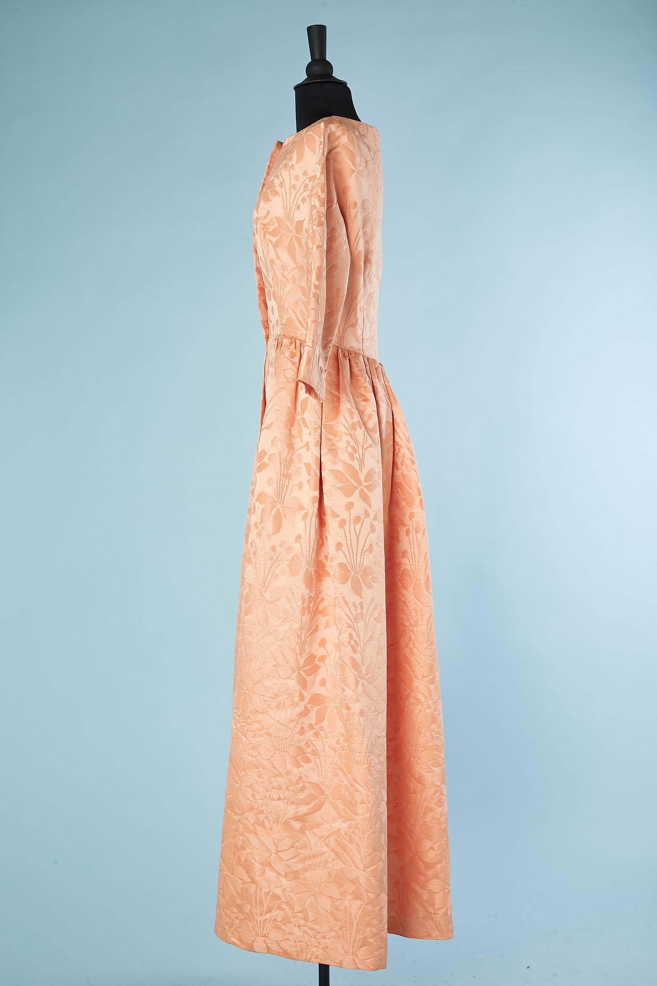 Women's Orange-pink damask evening dress-coat attributed to Balenciaga  For Sale